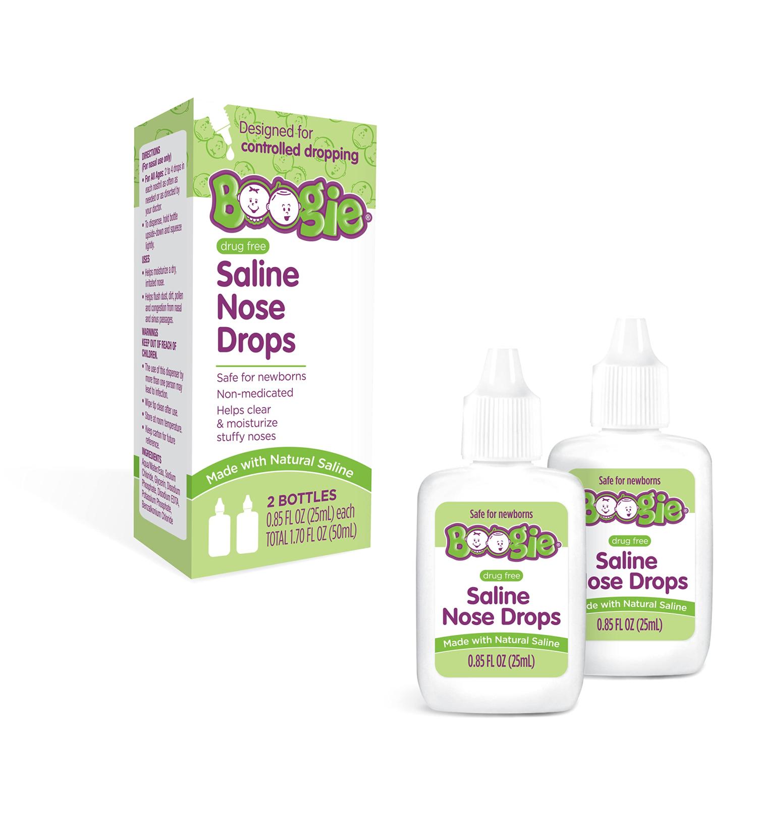 Boogie Drops Baby Nasal Saline Drops - Allergy Relief Nasal Decongestant - 0.85oz (Pack of 2) - Buy Online on GoSupps.com