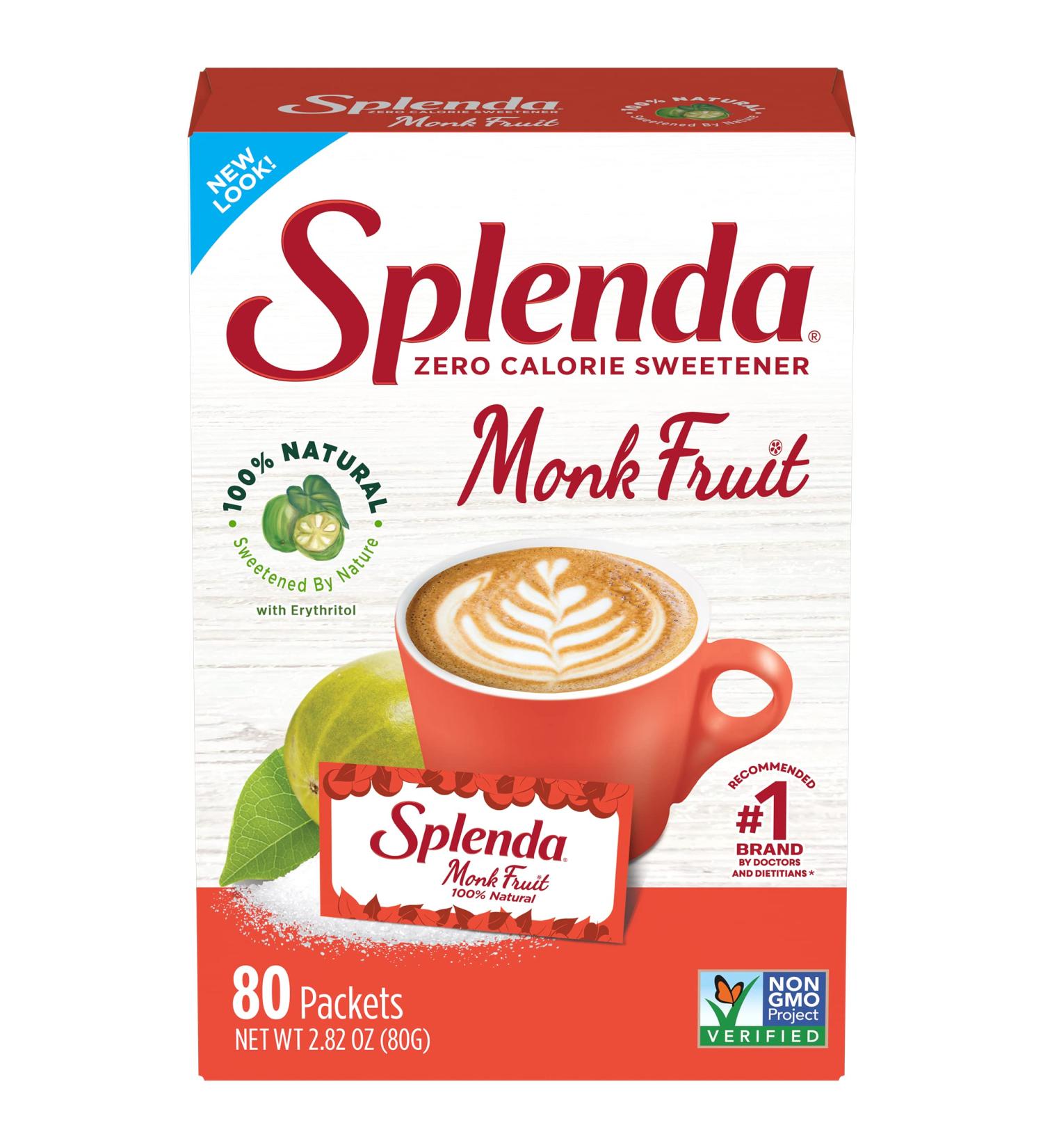 SPLENDA Naturals Monk Fruit Sweetener - 80 Count Packets | Zero Calorie Keto Sugar Substitute - Buy Online on GoSupps.com
