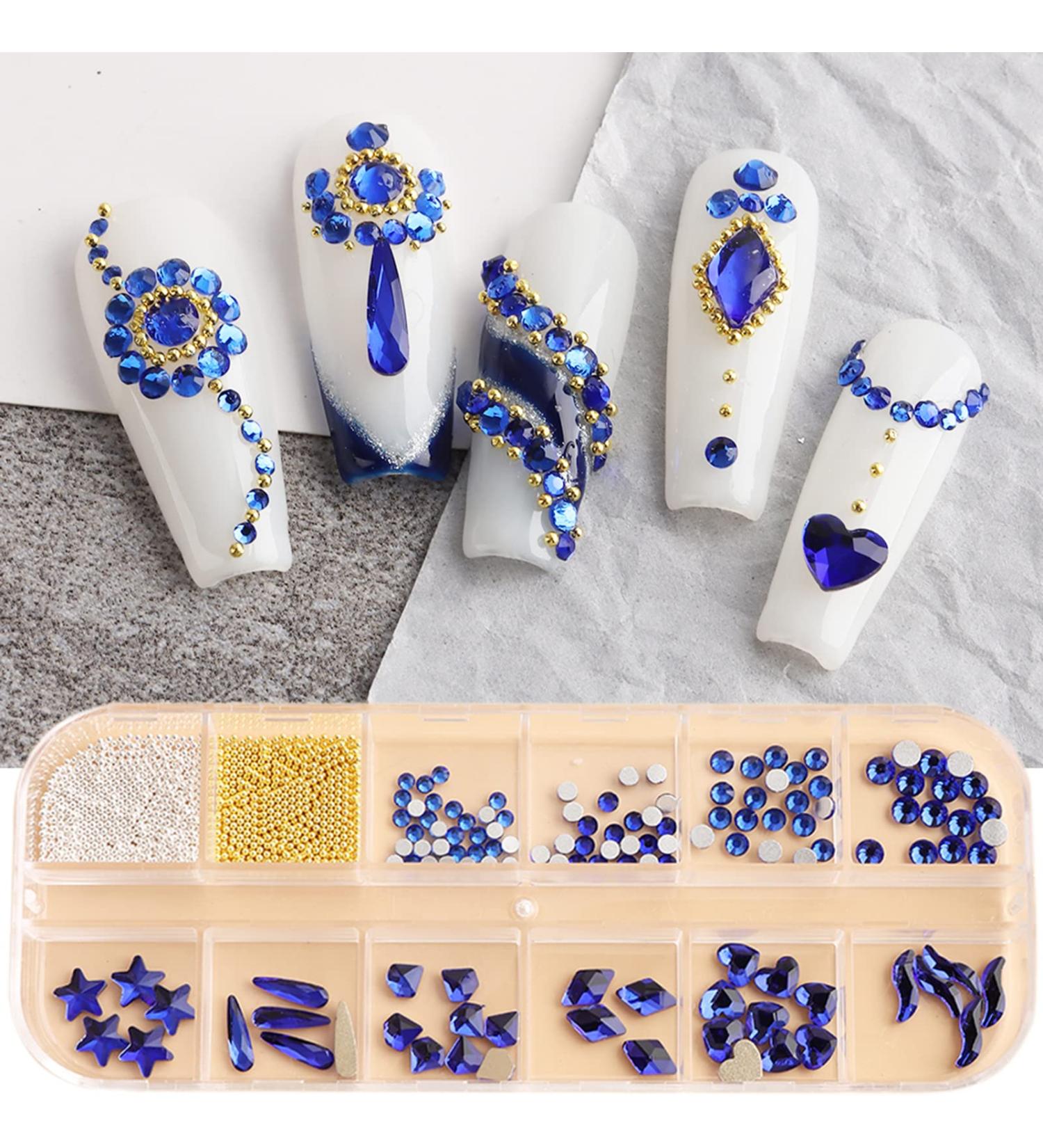 FEIlei 12 Grids Box Set Flat Back Rhinestones and Small Round Diamond Combination for DIY Nail Art Accessories Crystals - Buy Online on GoSupps.com