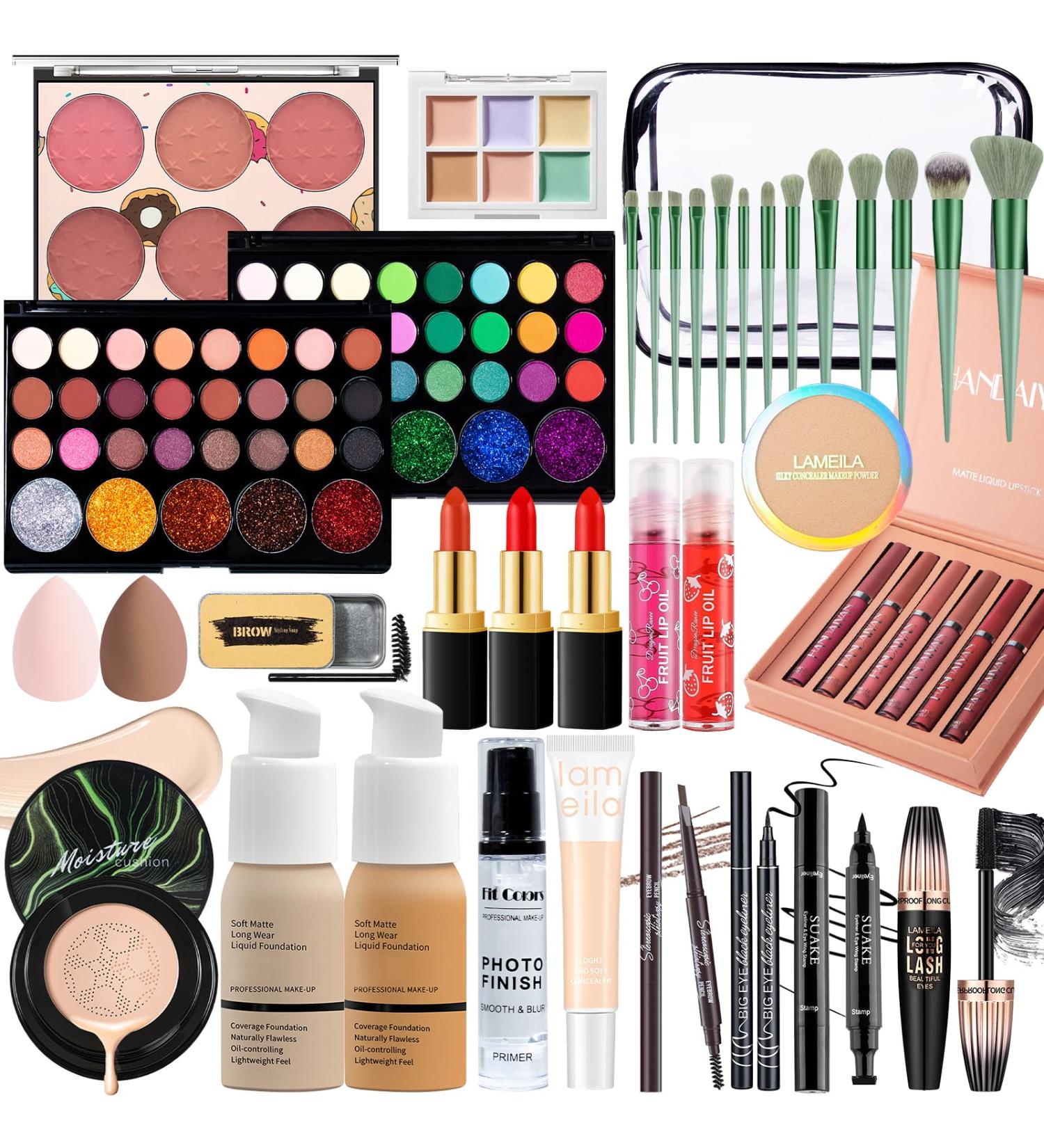 Complete Makeup Set for Women & Teens - Full Kit with Eyeshadow Foundation CC Cream & Liquid Lipsticks | Perfect Gift for Beginners & Professionals - Buy Online on GoSupps.com