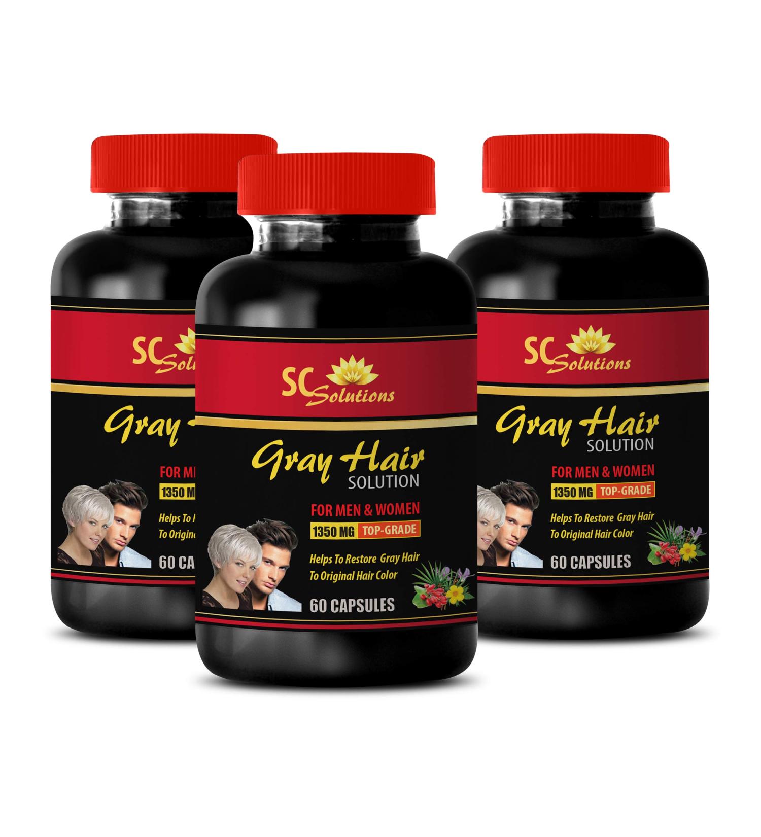 Energy Pills - Anti-Gray Hair Solution - for Men and Women - Folic Acid Biotin Pantothenic Acid Catalse Horsetail Saw Palmetto PABA L-Tyrosine Nettle Chlorophyll Fo Ti Barley 3B 180 Caps - Buy Online on GoSupps.com