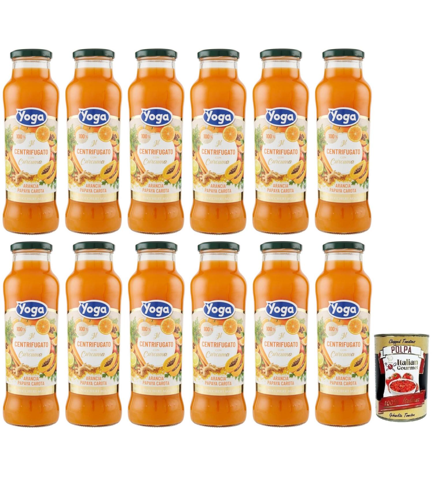  Italian Gourmet E.R. Yoga il Centrifugato con Curcuma Fruit Concentrate with Turmeric Orange Papaya and Carrot Fruit Juice without Added Sugar 680 ml Glass Bottle + Polpa di Pomodoro Italian Gourmet - Buy Online on GoSupps.com