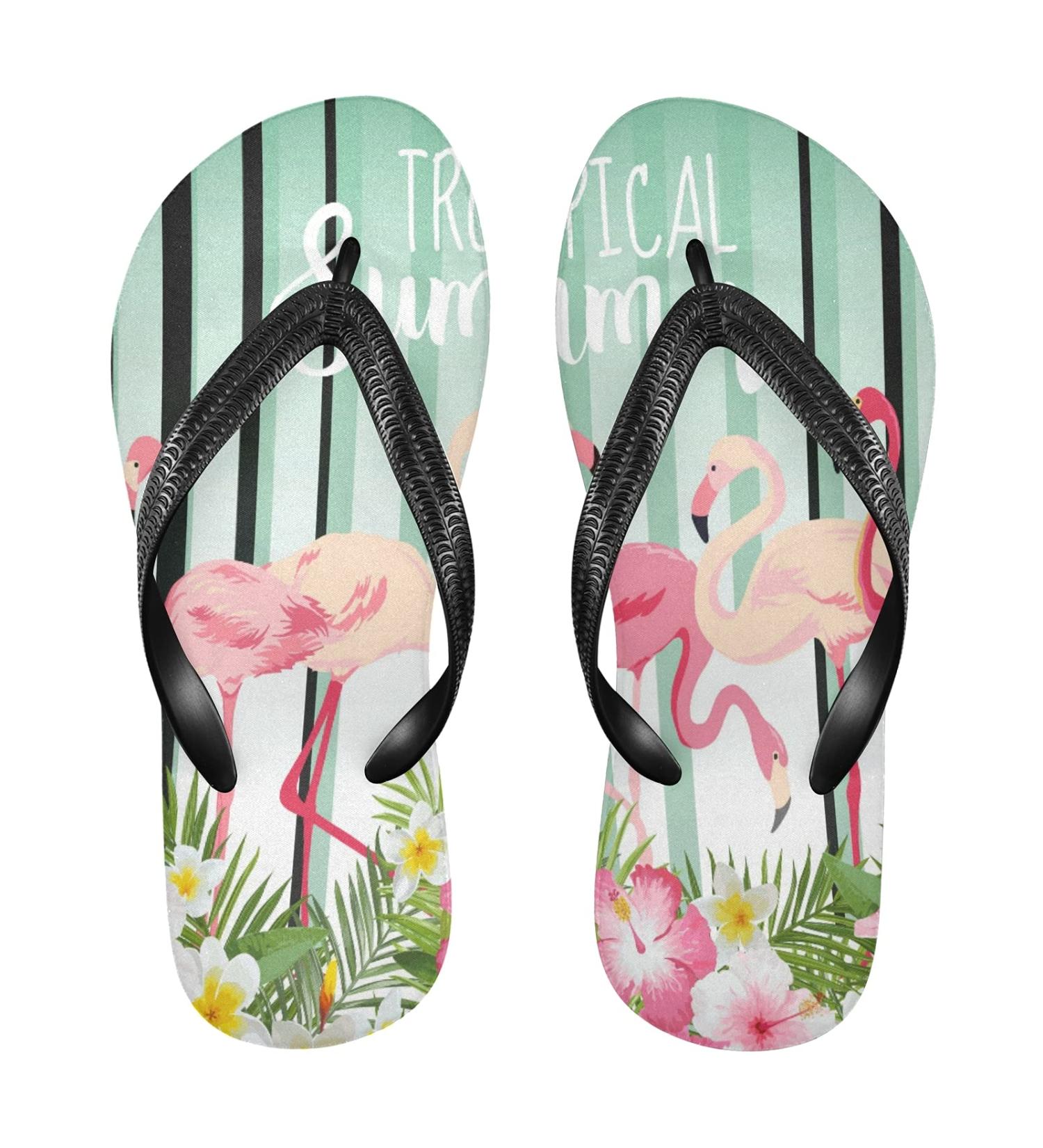 Mnsruu Flamingo Flip Flops - Floral Design for Home Hotel Spa & Travel | Stylish Multicolor Footwear for Men & Women - Buy Online on GoSupps.com