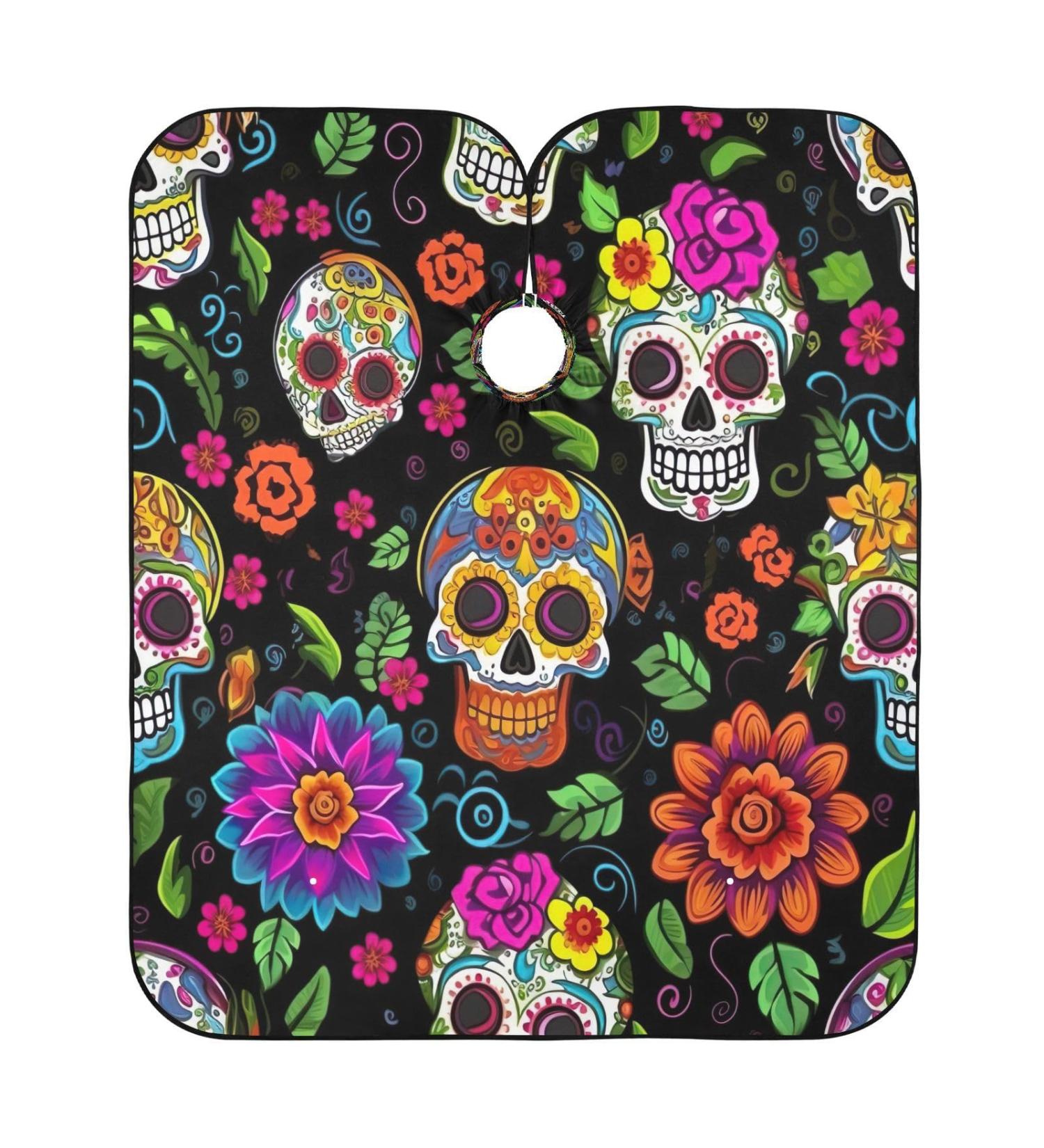 Kigai Skull Flowers Barber Cape | Professional Waterproof Hair Cutting Cape for Men & Women | Adjustable Snap Closure Hairdressing Cape - Buy Online on GoSupps.com