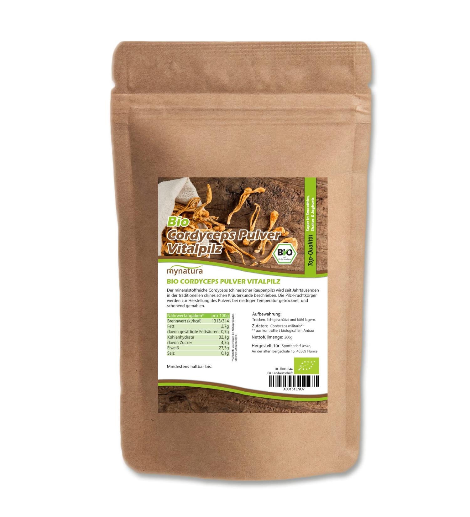  mynatura mynatura Organic Cordyceps Powder 200g | Ground Caterpillar Fungus | Vital Fungus from Controlled Agriculture | Quality - Buy Online on GoSupps.com
