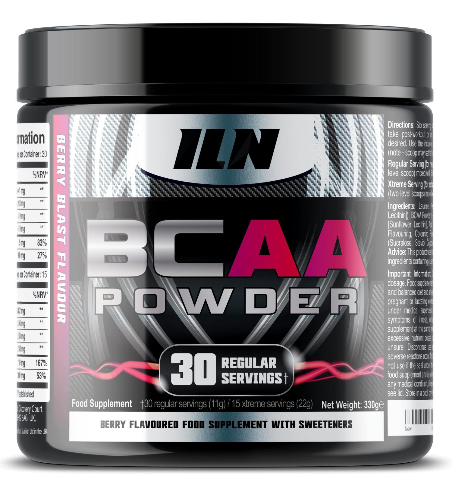 BCAA Powder (Berry Flavour) - 14 000mg+ BCAAs Per Serving - 10:1:1 Ratio - BCAA Amino Acids Drink - Pre Workout Intra Workout & Post Workout - 330 Grams 330 g (Pack of 1) - Buy Online on GoSupps.com