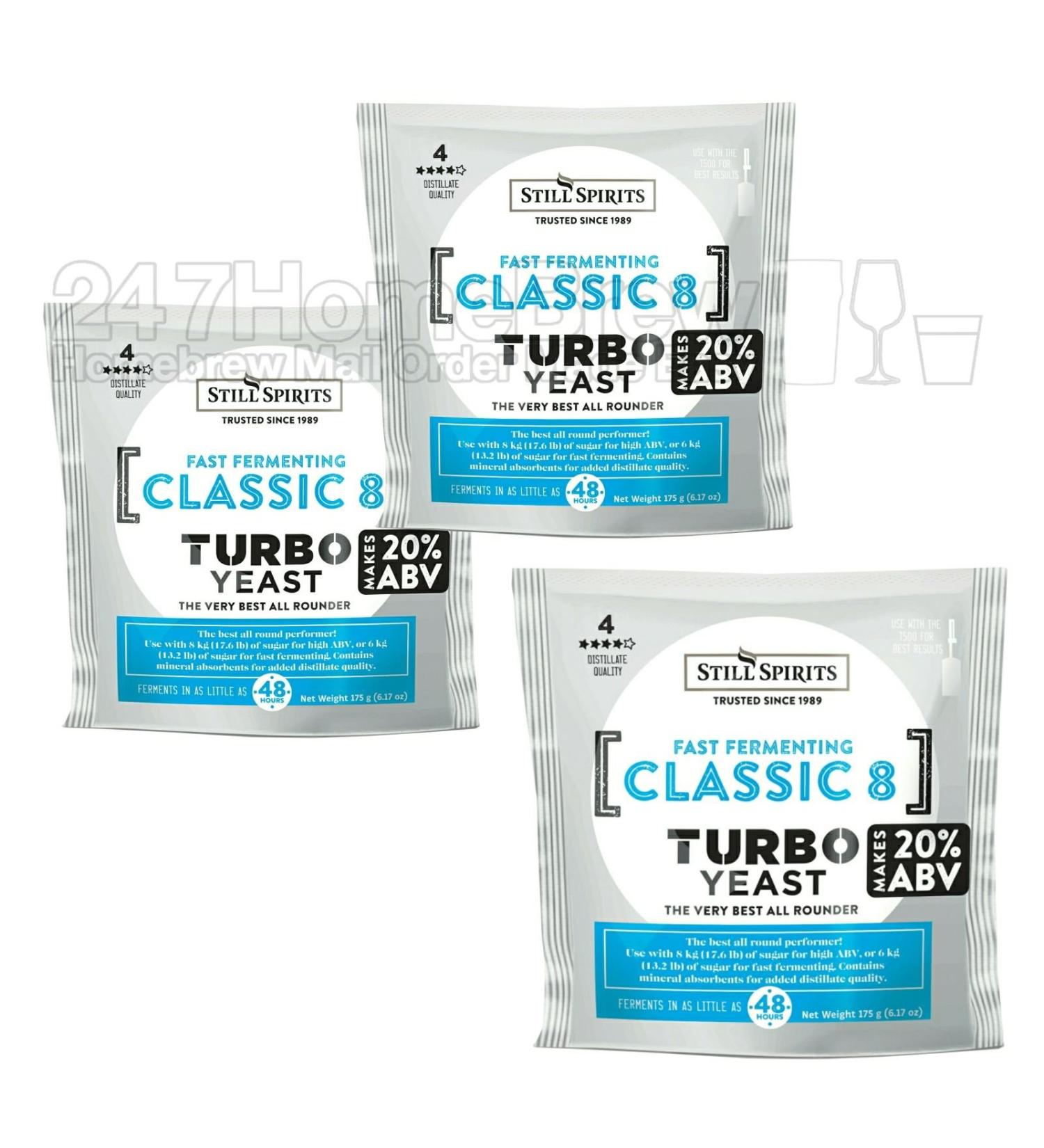 3x Still Spirits Classic 8 Urea Turbo Yeast (US/UK/CAN Only) 20% ABV - Buy Online on GoSupps.com
