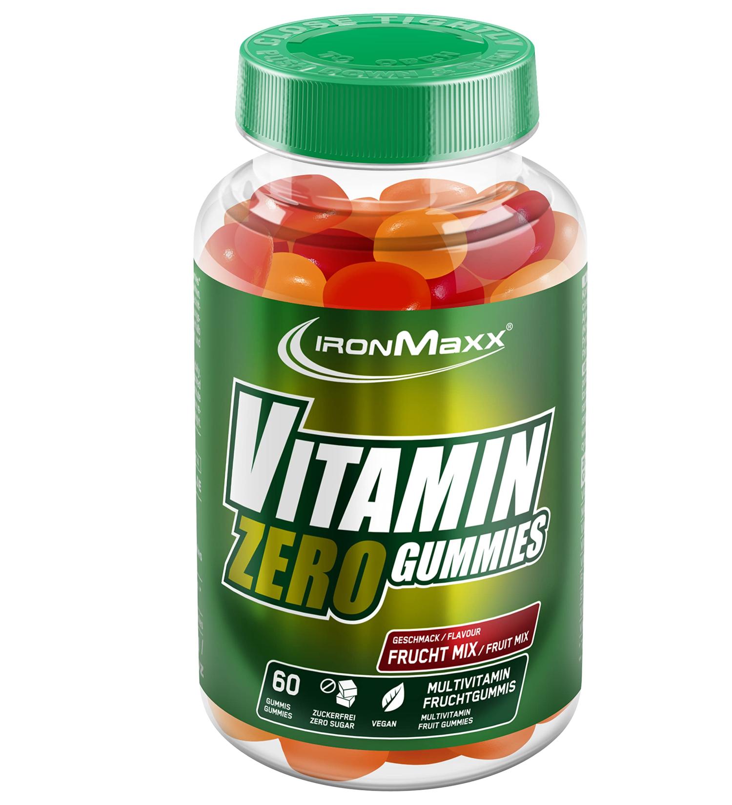 Ironmaxx Vitamin Zero Rubber - Vegan Sugar-Free Bonbons with 9 Vitamins | Fruity Taste | 60 Pieces (60g) - Buy Online on GoSupps.com