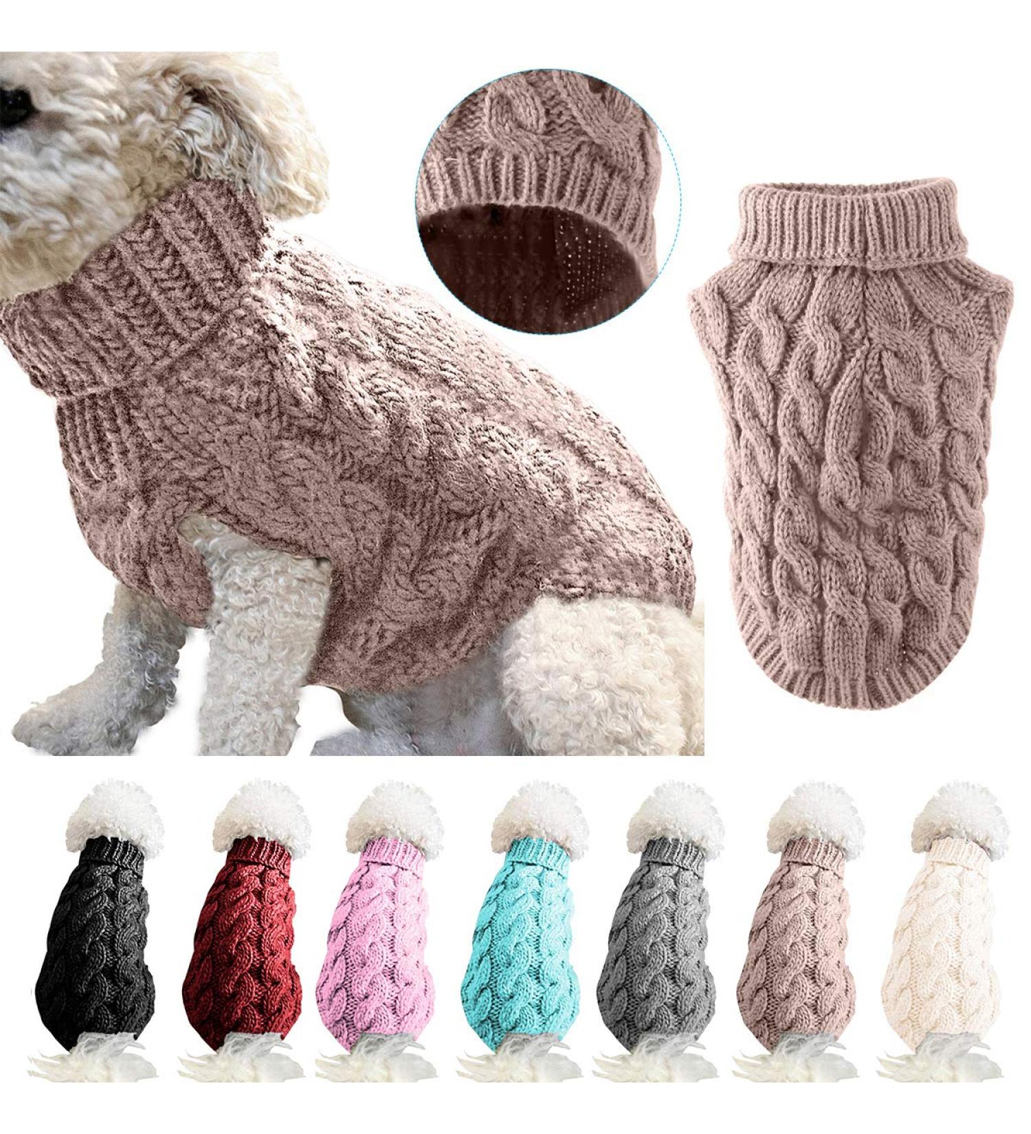 Buy Dog Roll Collar Knitting Sweater - Winter Warmer for Small Medium & Large Dogs | Cozy Khaki Knit Coat for Puppies & Cats - Size M - Buy Online on GoSupps.com