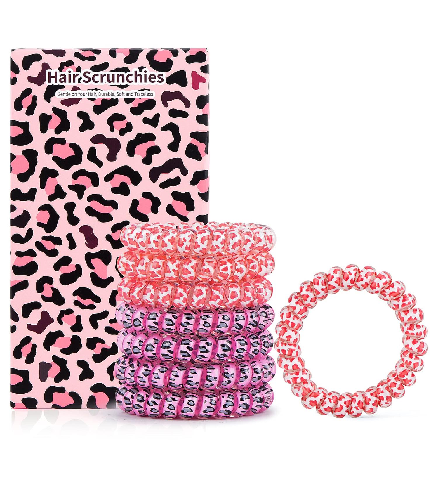 Spiral Hair Ties Set - 8 Pack Coil Hair Accessories for Active Women in Pink-Purple | Strong Grip Hair Scrunchies - Buy Online on GoSupps.com