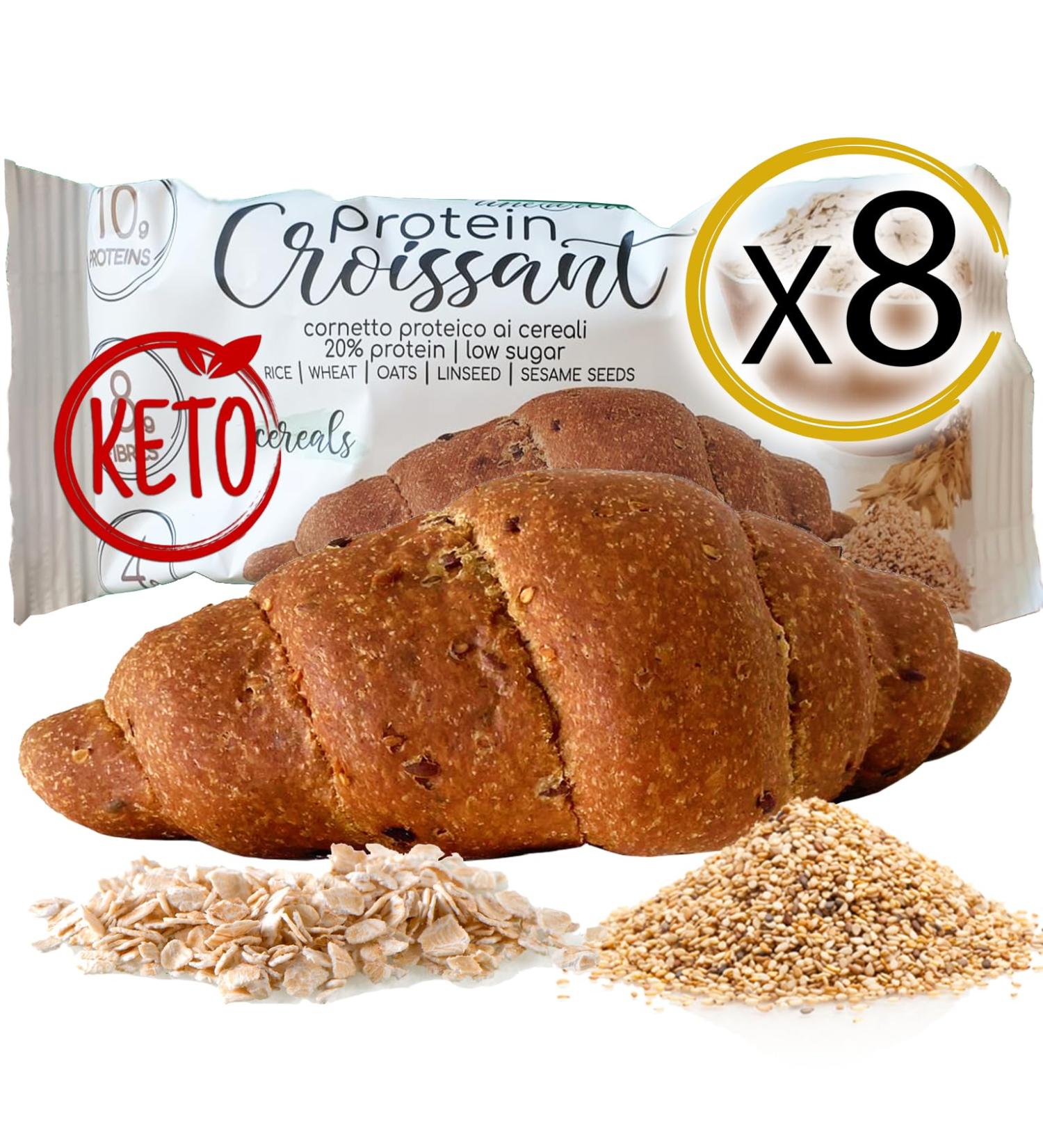  Line Diet Line 8 Keto Protein Cereals - 4g of carbohydrates 1g of sugars 10g of protein per croissant - Made in Italy 8 x 50g brioche - Keto snack high in protein low in - Buy Online on GoSupps.com