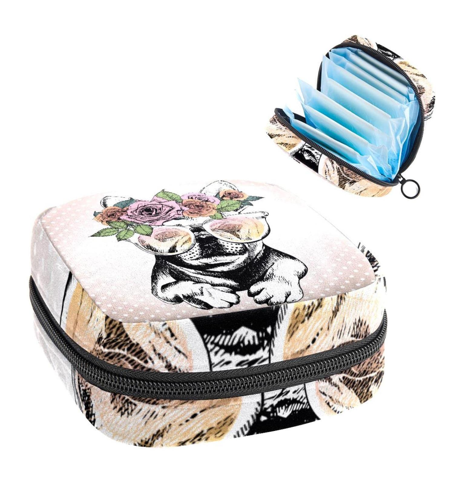 French Bulldog Sanitary Napkin Storage Bag - Portable Period Pouch for Women and Teens - Multi-Colored - 1pc - Buy Online on GoSupps.com