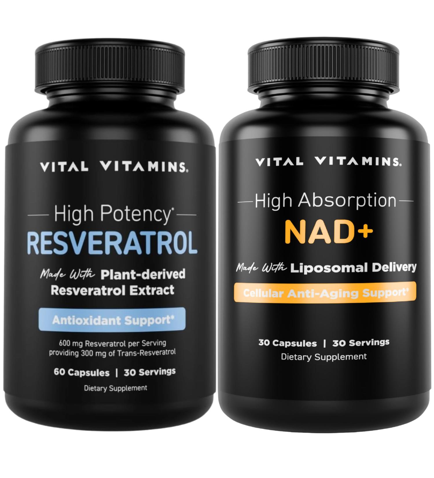 Vital Vitamins Resveratrol Capsules + NAD+ Supplement - Buy Online on GoSupps.com
