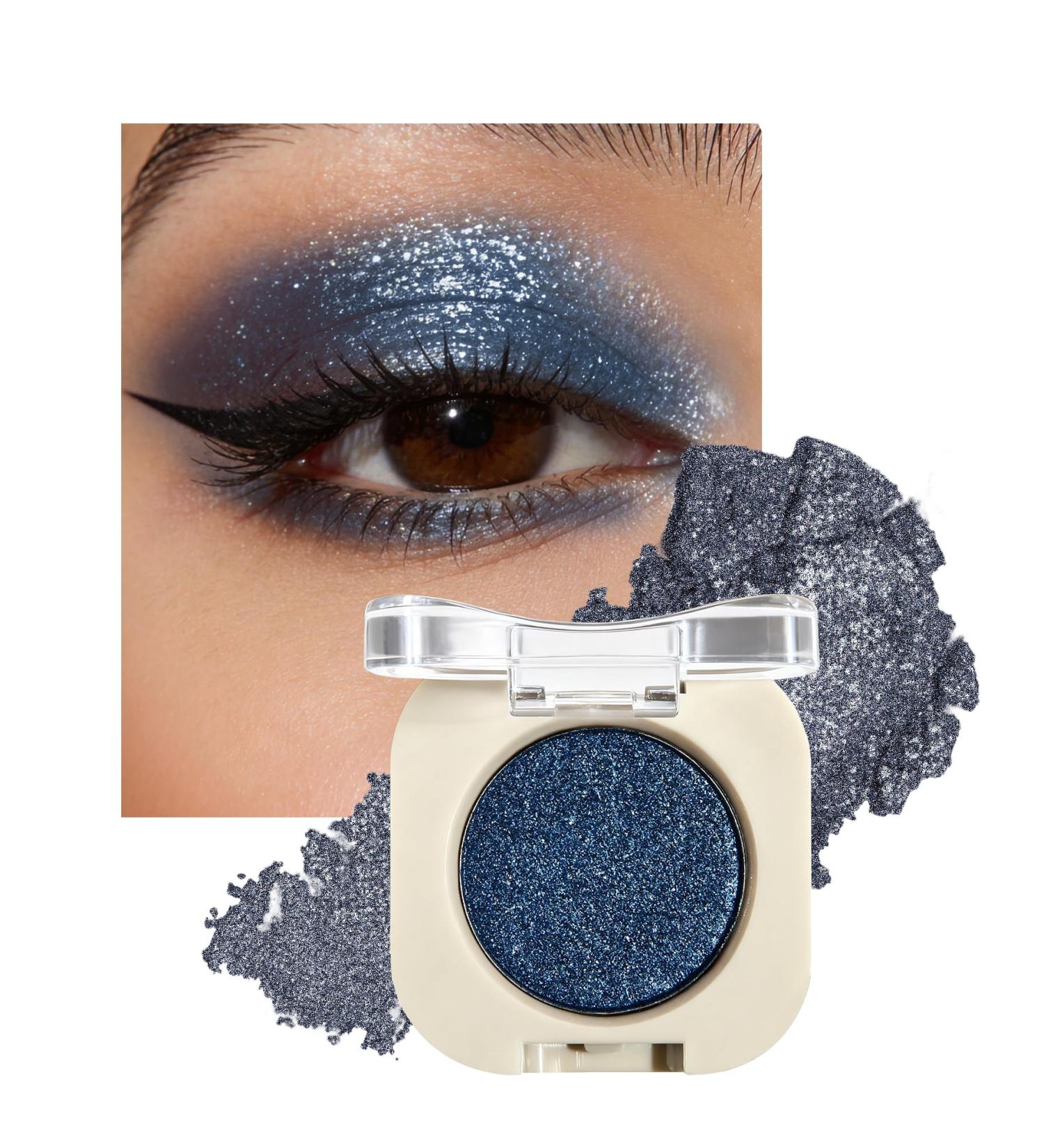 Bleu Fonc Single Fard a Paupiere Paillette Glitter Fards Paupi res Longue Dur e Waterproof Ultra-fine Facile Estomper Highly Pigmented Brillant Ombre a Paupiere Maquillage Femme les Yeux-C12 C12 Bleu Fonc  - Buy Online on GoSupps.com