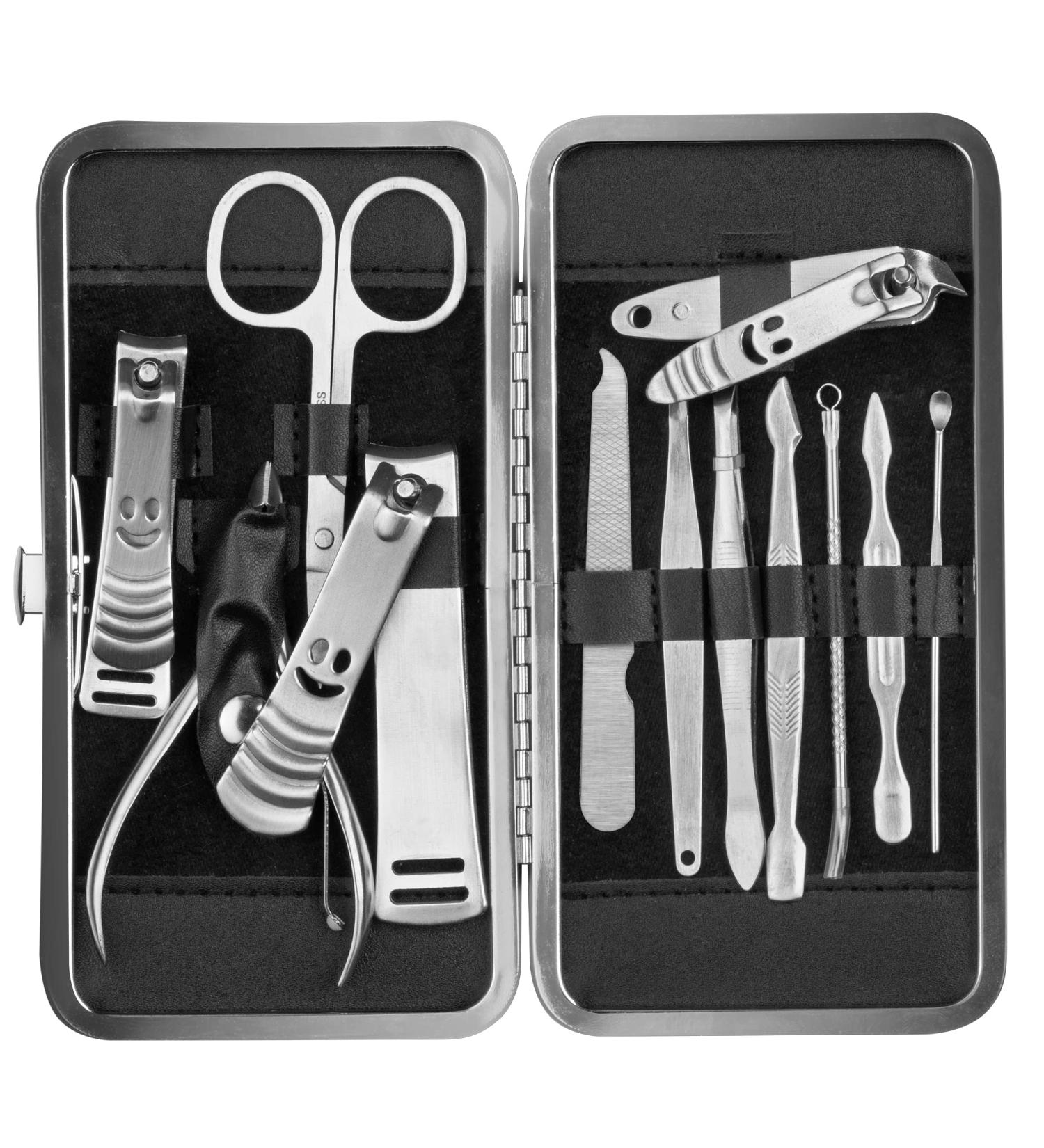 LaRoc 12pc Manicure & Pedicure Set - Nail Clippers Cuticle Remover - Luxurious Face Foot Hand Nail Care Kit - Pedicure Sets for Feet Mens Grooming Kits & Manicure Set for Women - Buy Online on GoSupps.com