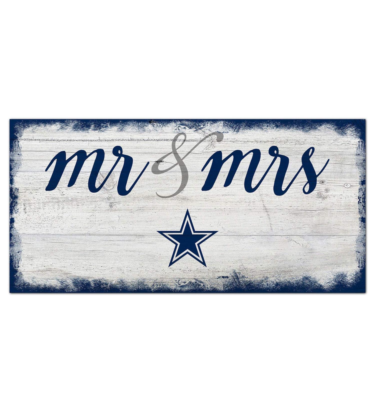 Fan Creations NFL Dallas Cowboys Unisex Dallas Cowboys Script Mr & Mrs Sign, Team Color, 6 x 12 (N1074-DAL)