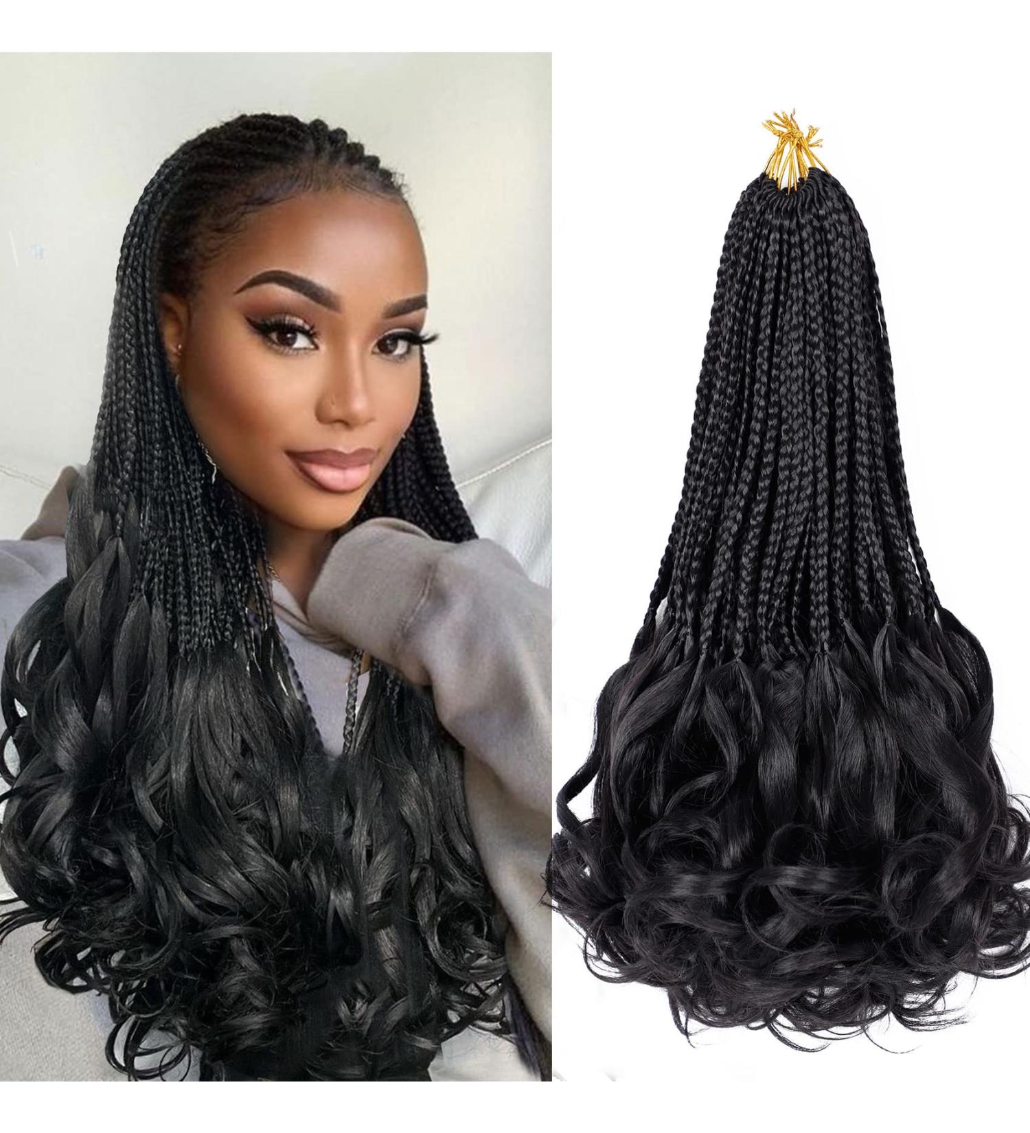 LIYATE French Curl Crochet Braids 12 Inch 7 Packs Black - Goddess Box Braids Crochet Hair for Women with Curly Ends - Pre Looped French Curl Braiding Hair Extensions - Buy Online on GoSupps.com