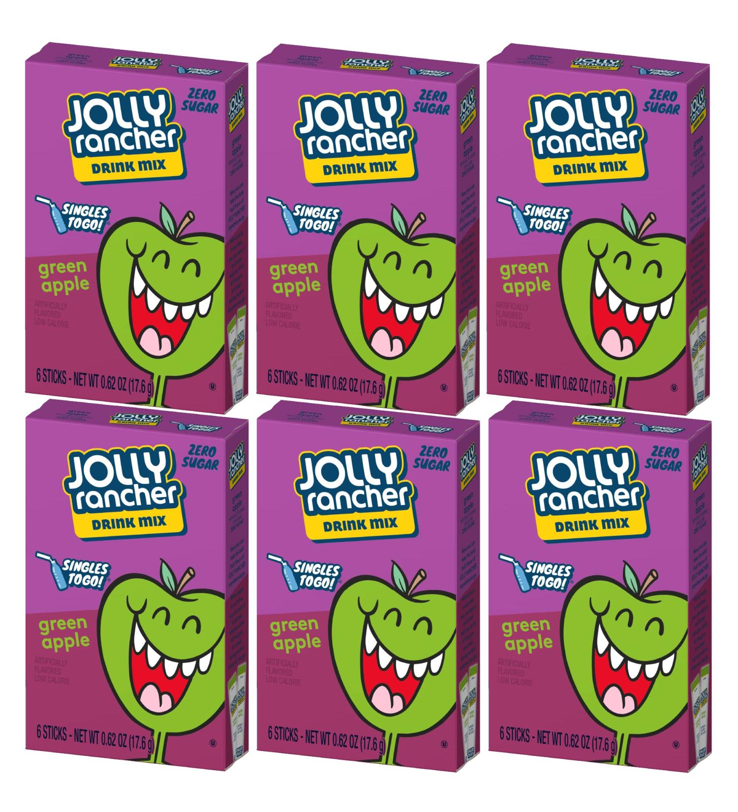 Jolly Rancher Singles To Go Green Apple Drink Mix 6-Pack - 36 Sticks Total - Buy Online on GoSupps.com
