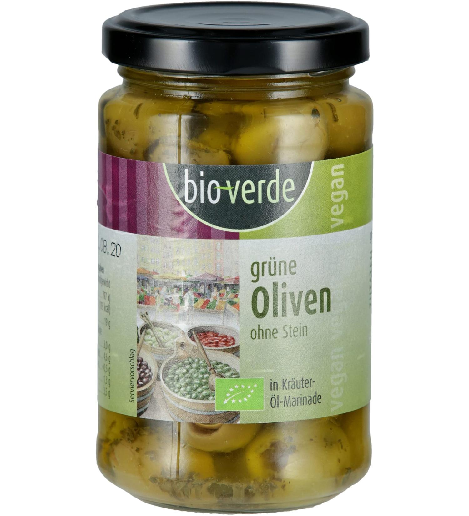 bio-verde Green olives without stones with fresh herbs (2 x 200 gr)