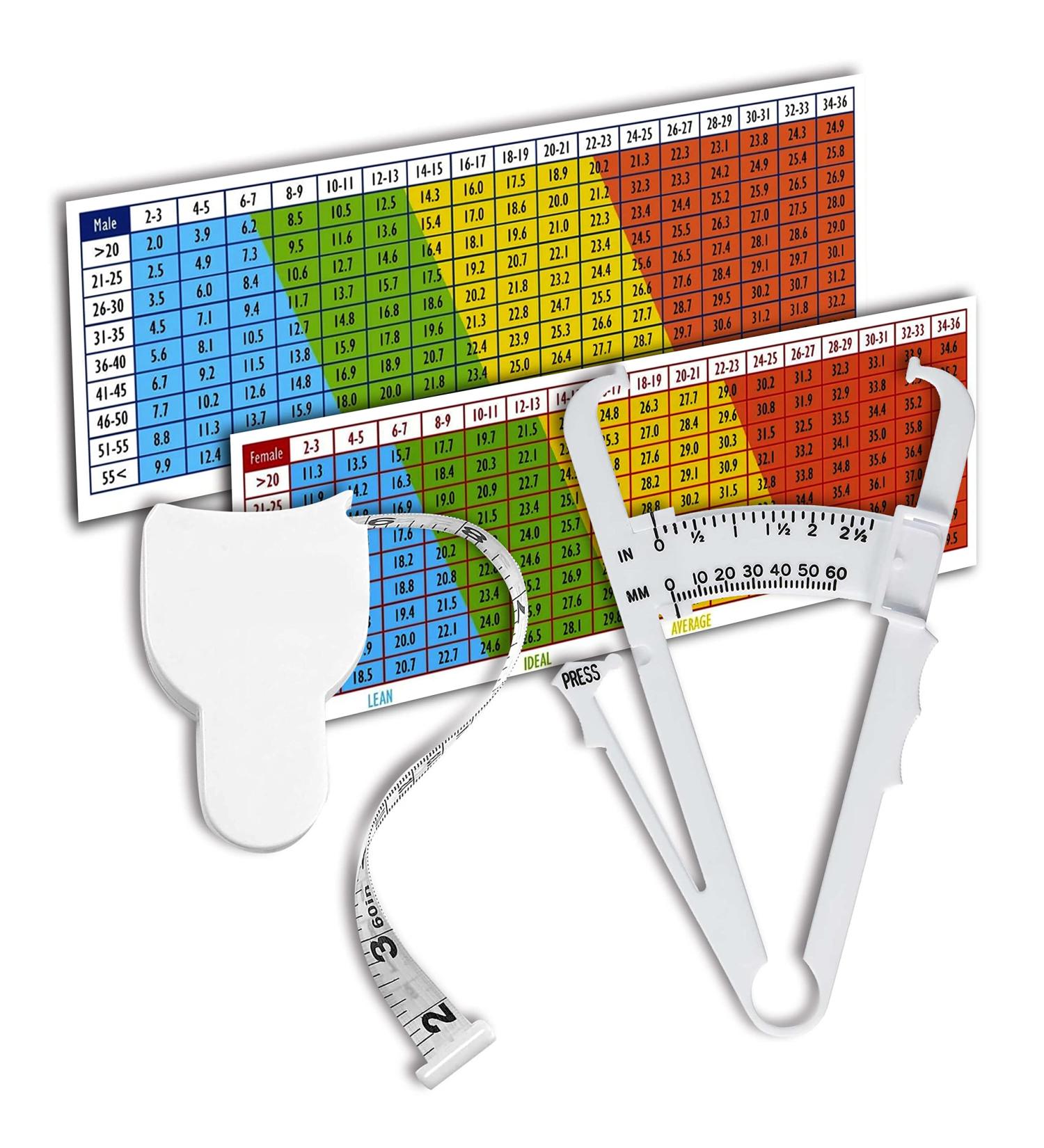 CZ Store Body Fat Caliper Kit Lifetime Guaranteed Accurate Readings Skin Fold Clamp with User Manual Interpretation Table Workout Guide Measuring Tape - Weight Management & Measurement Tool White - Buy Online on GoSupps.com