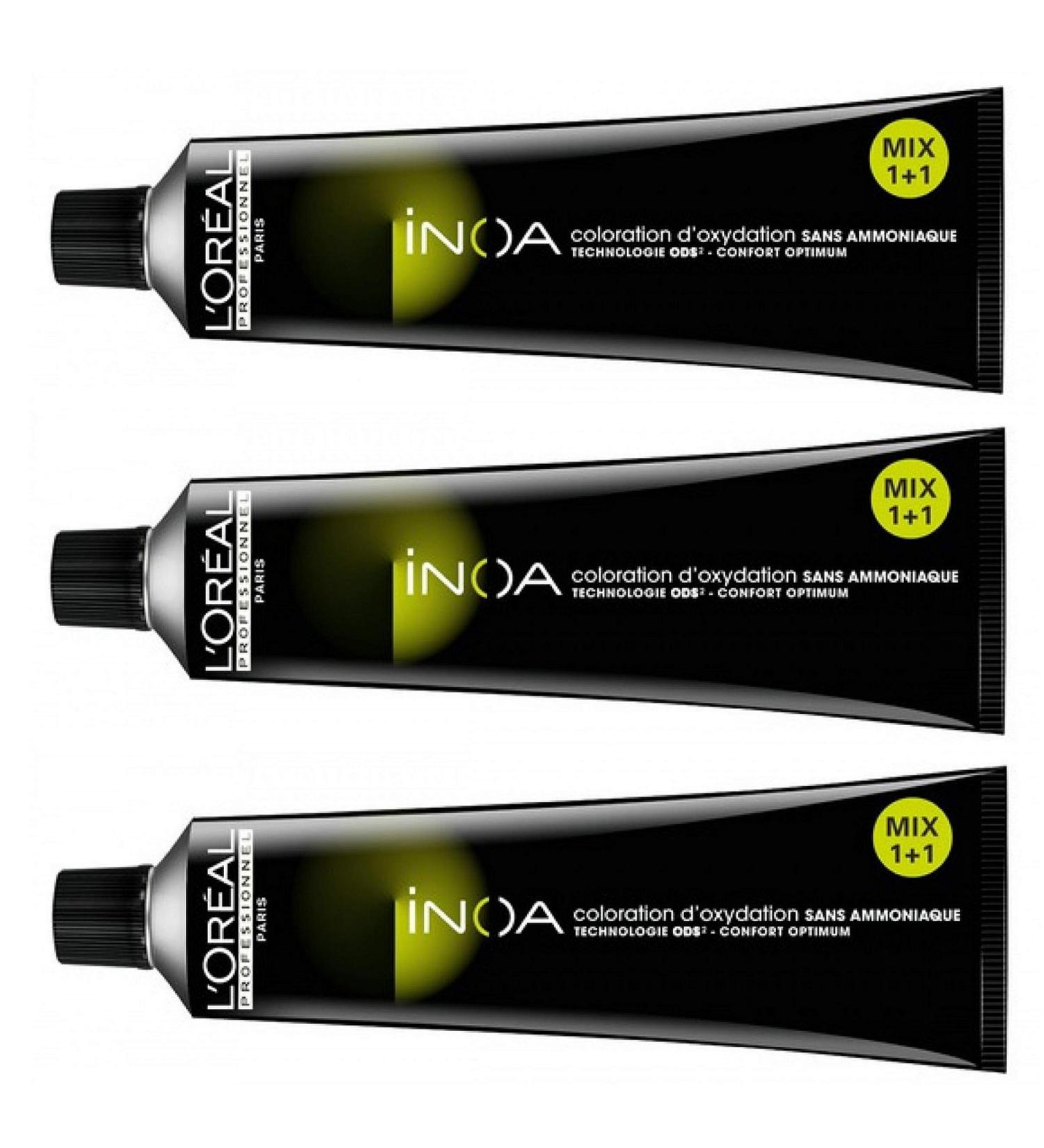 Lot of 3 L'Oréal Inoa hair colors - 6.0 intense dark blonde - 3 tubes of 60 ml - Ammonia free