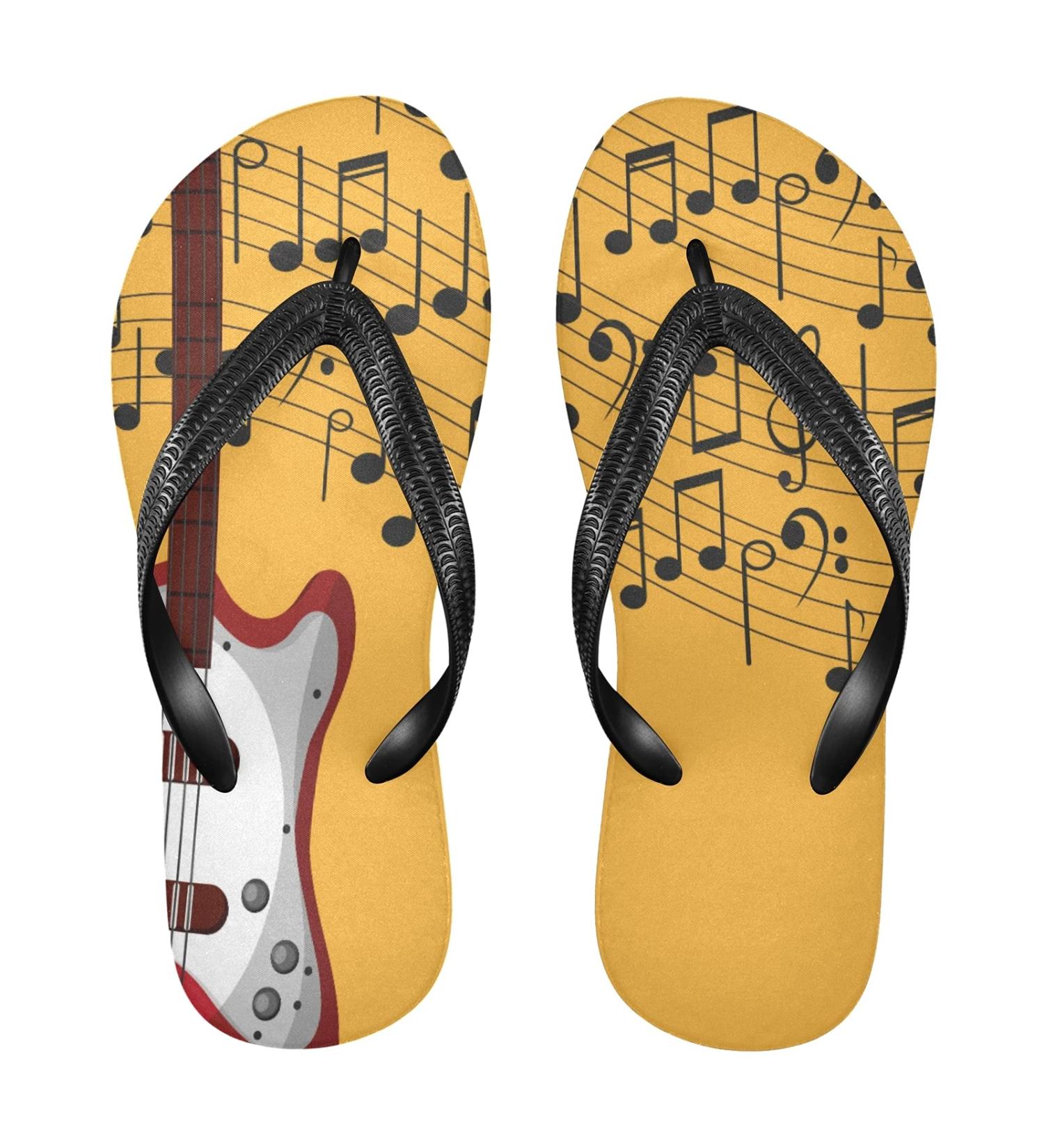 Buy Mnsruu Flip-Flops | Yellow Music Notes & Red Guitars | Comfortable Multicolored Footwear for Home Hotel Spa & Travel | Unisex Size L - Buy Online on GoSupps.com