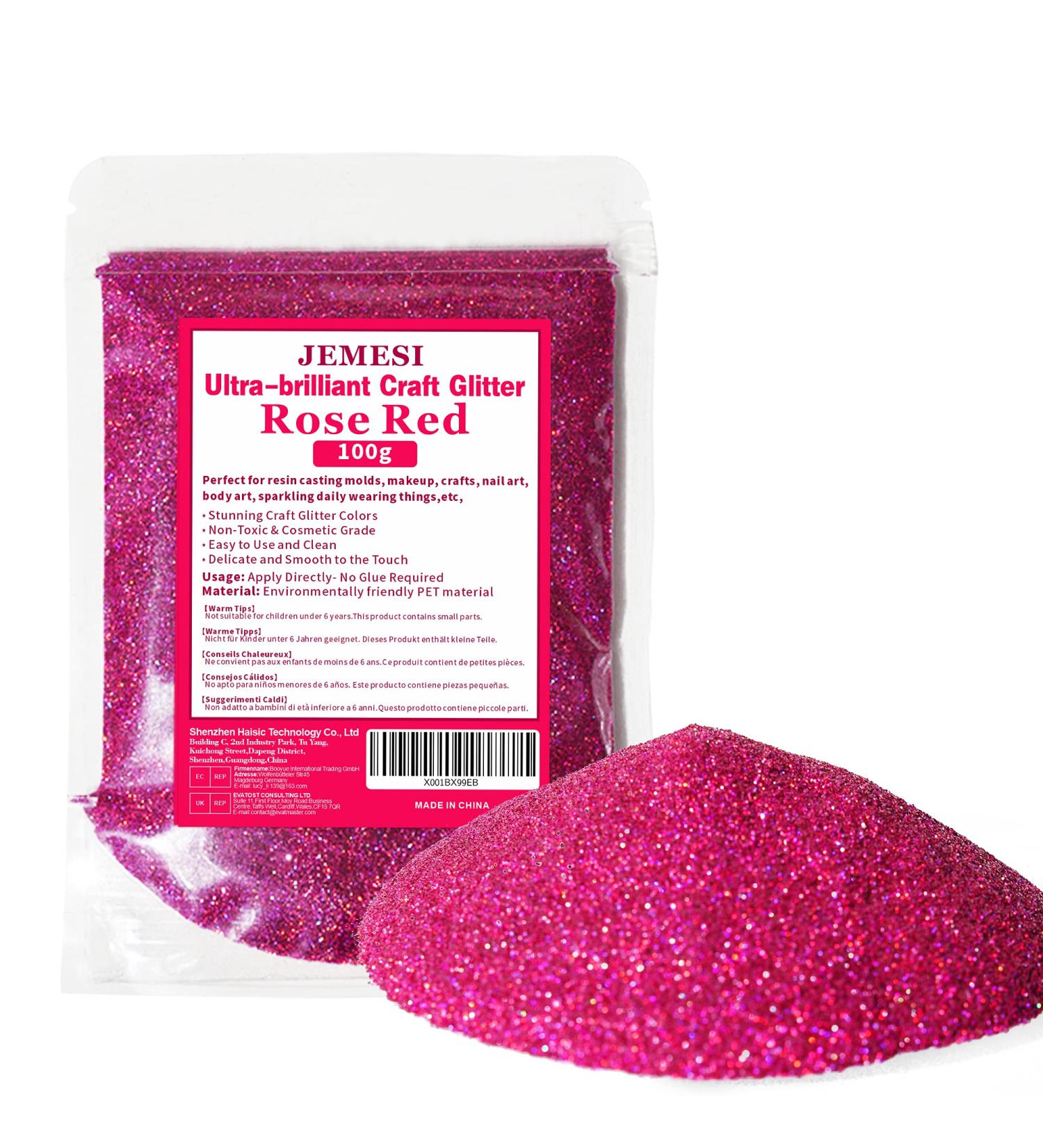 Jemesi Rosenrot Holographic Glitter Powder 100g | Perfect for Epoxy Resin Nail Art Body Decoration & More | International Shipping Available - Buy Online on GoSupps.com