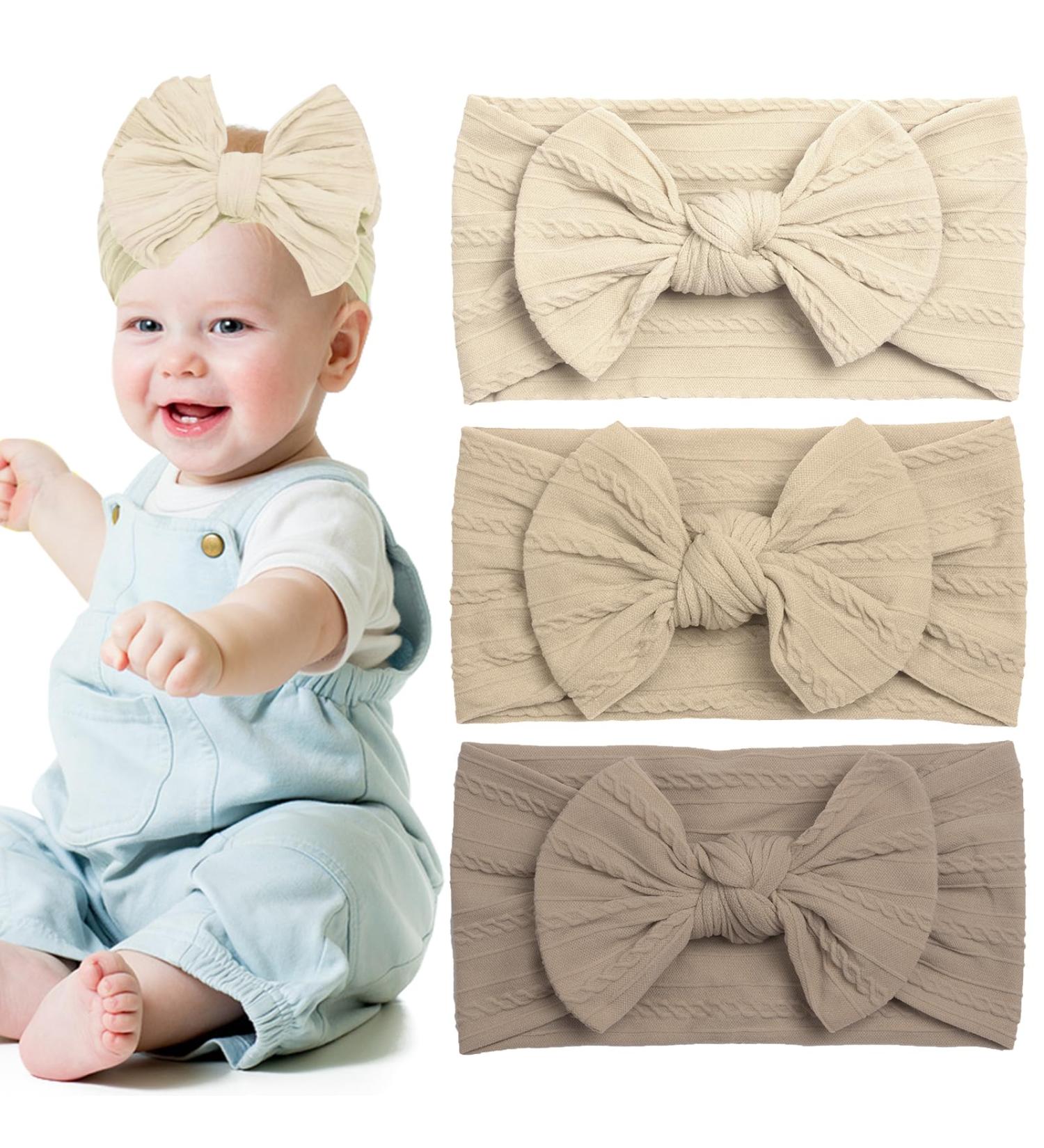 Leoeasy 3-Piece Baby Girl Headband Set | Elastic Hair Bands for Newborns & Toddlers (0-6 Months) - Buy Online on GoSupps.com