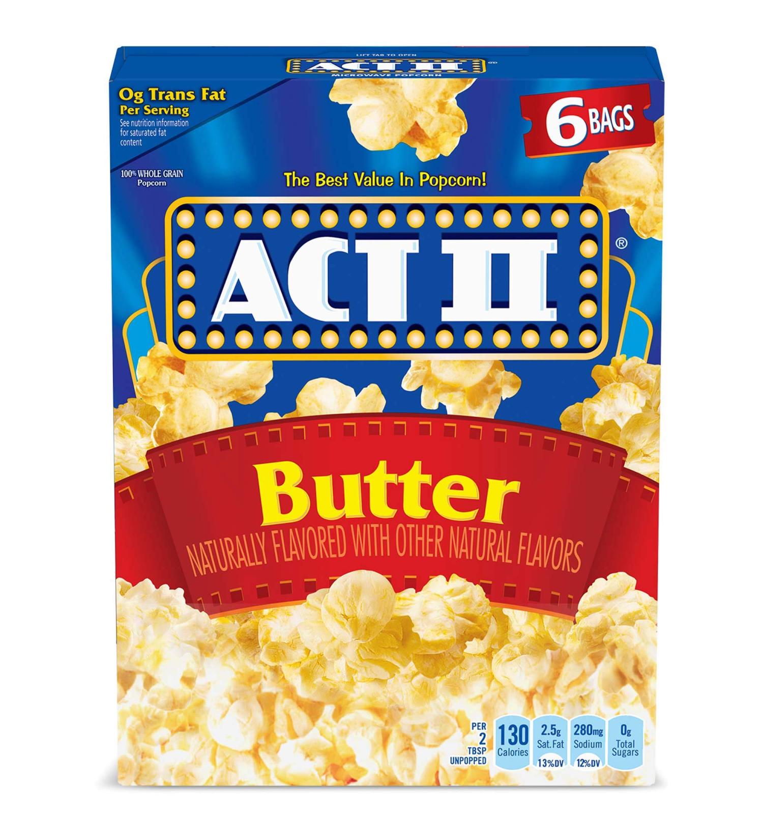 ACT II Butter Microwave Popcorn - 6 Count 2.75 oz Bags (Pack of 6) - Buy Online on GoSupps.com