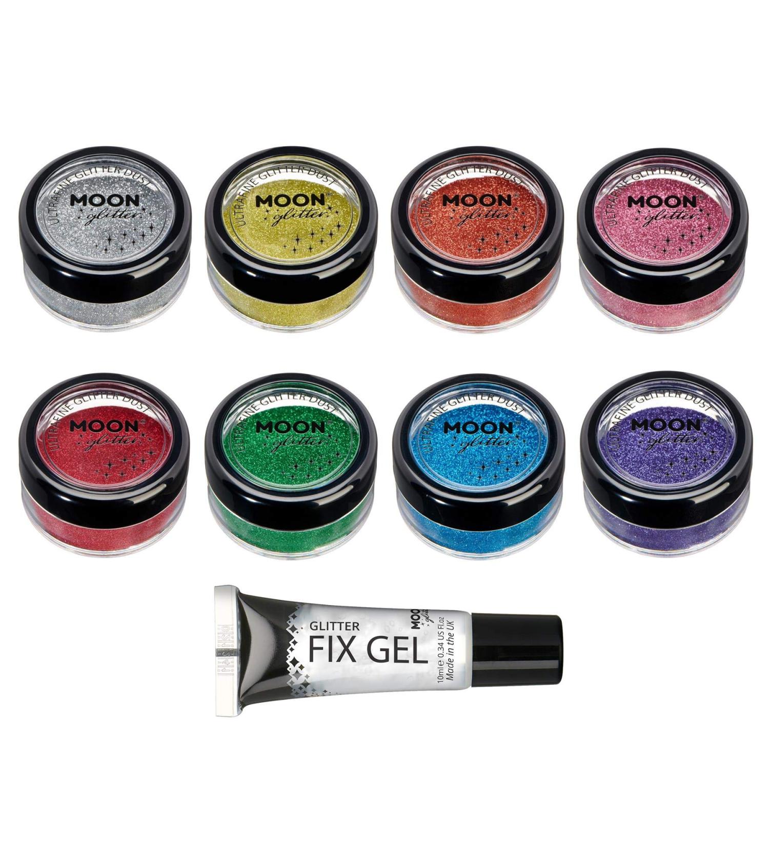 Classic Ultra-Dust - 100% Cosmetic Glitter for Face Body Nails Hair & Lips - 8 Color Set - 5G | Moon Glitter - International Shipping Available - Buy Online on GoSupps.com