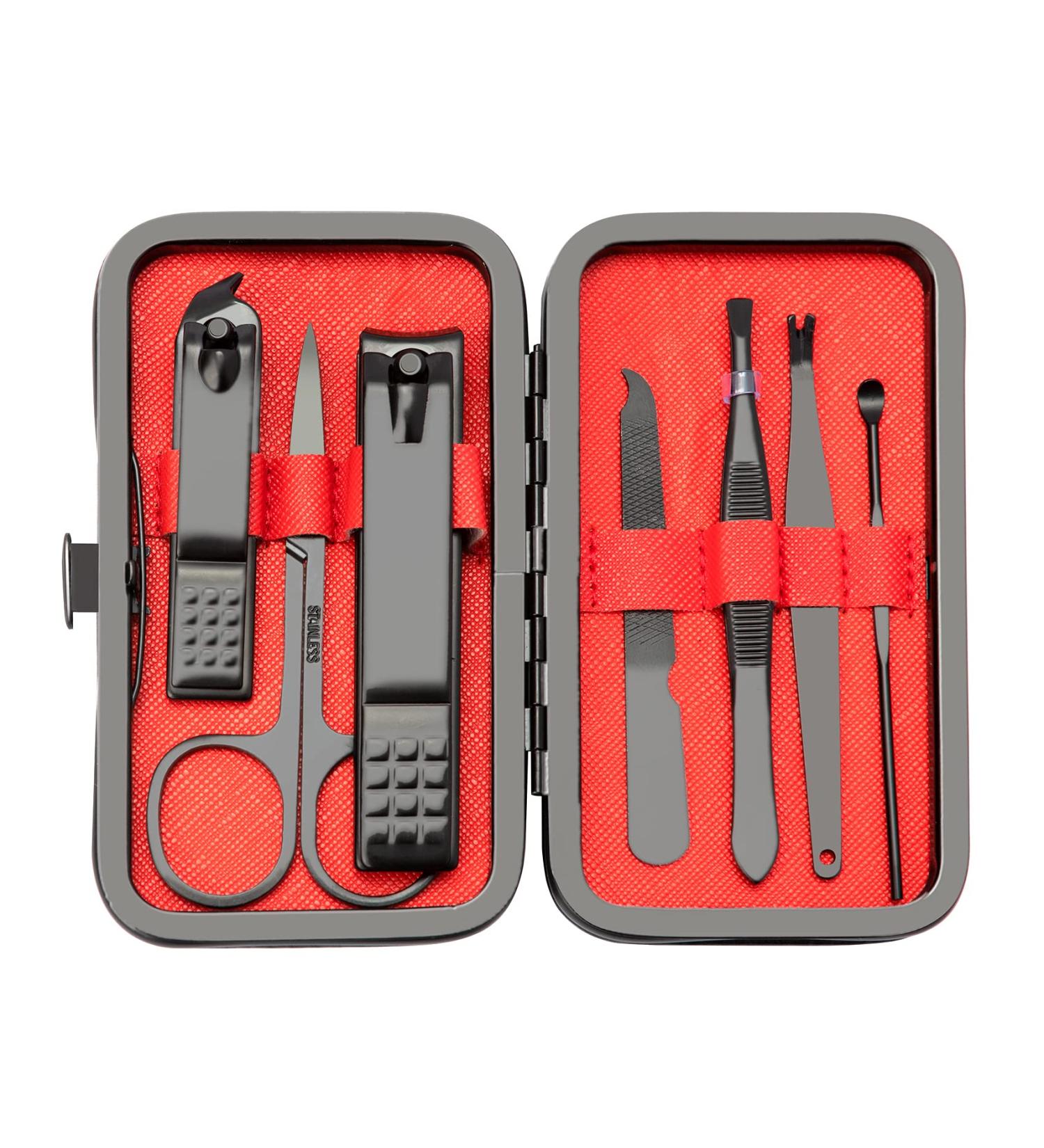 8-in-1 Stainless Steel Manicure Set with Travel Case - Professional Grooming Kit for Nail Care - Perfect Christmas Gift - Buy Online on GoSupps.com