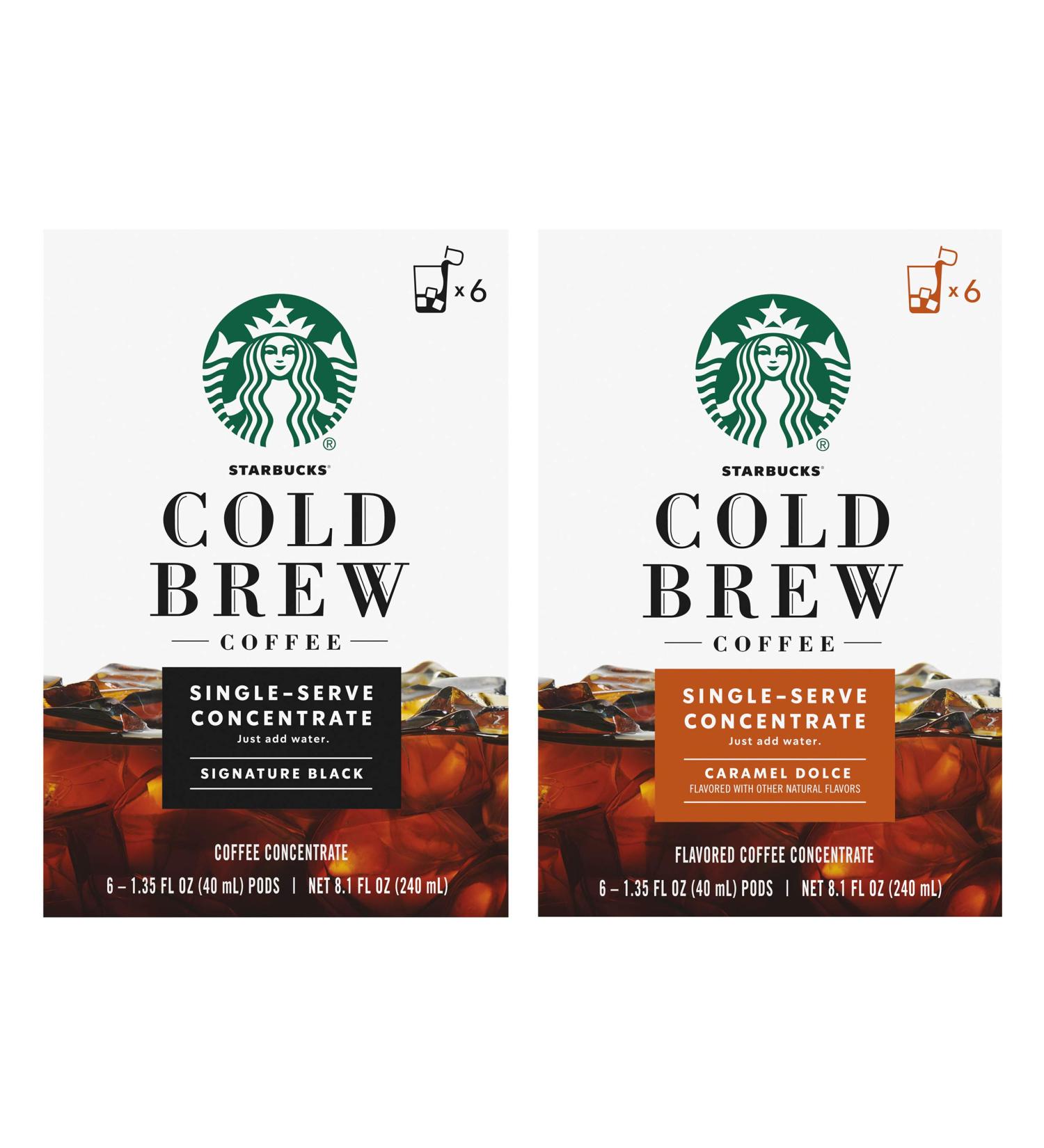 Starbucks Cold Brew Concentrate 16.2 Fl Oz (Signature Black + Caramel Dolce) - Buy Online on GoSupps.com
