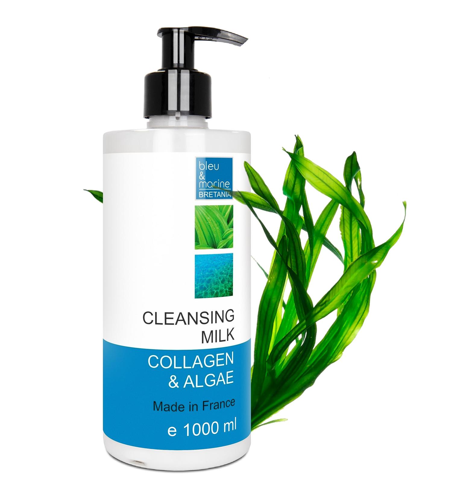 Facial Cleanser All Skin - Collagen & Algae Gentle Cleansing Milk 1000 ml Eye & Face Make-up Remover Made in Brittany-France - Buy Online on GoSupps.com