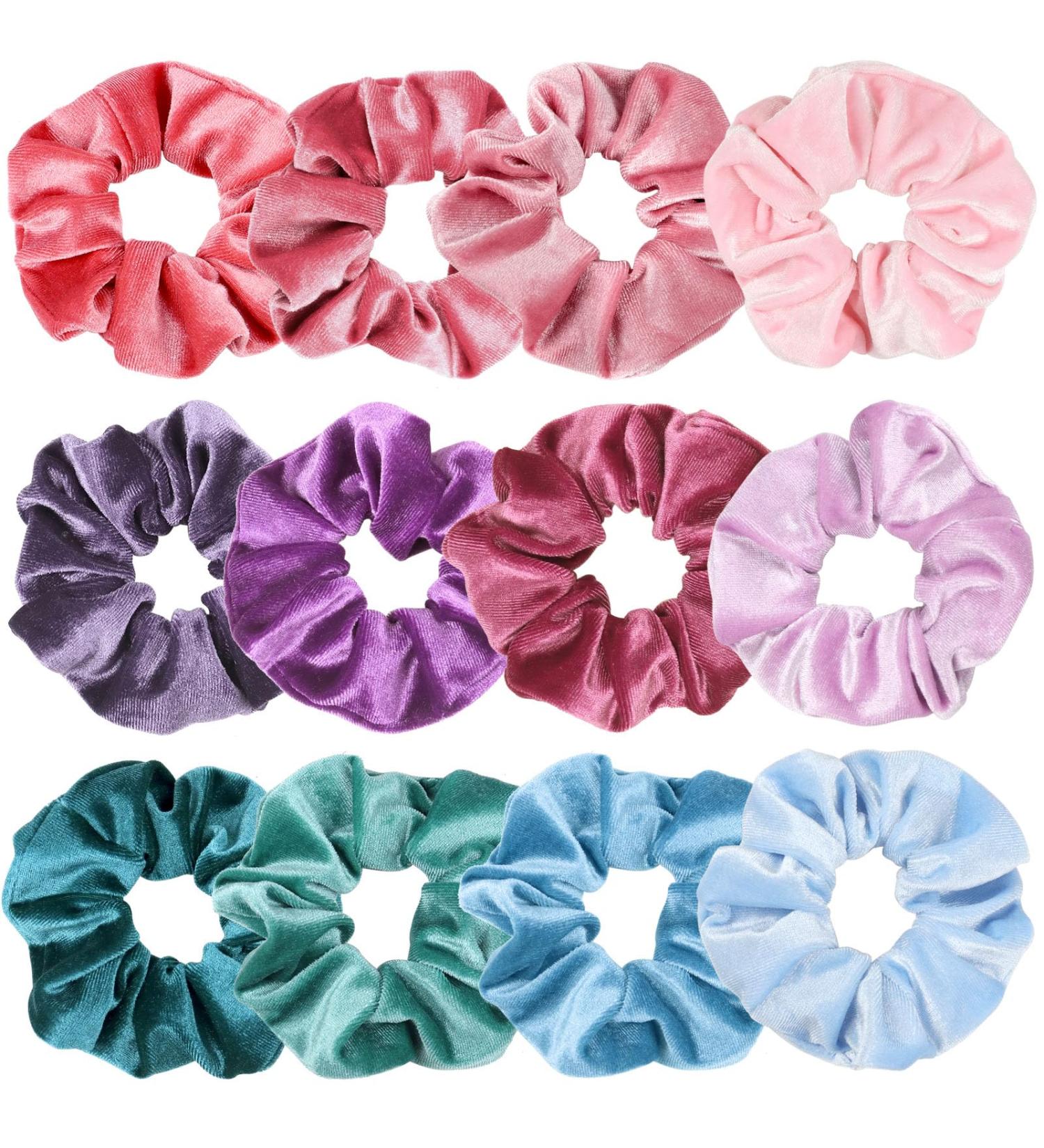 Kavya Hair Tie - 12 Soft Elastic Scrunchies for Girls & Women | Cute Purple Hair Accessories - Buy Online on GoSupps.com