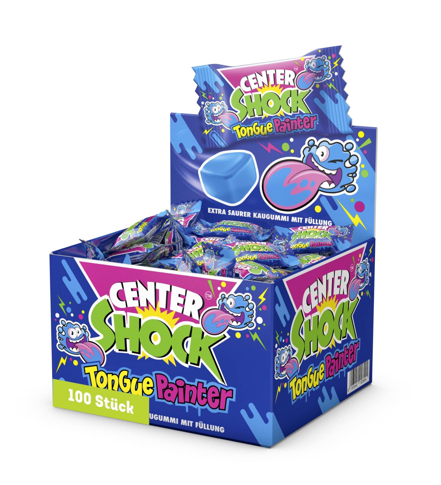Center Shock Tongue Painter Pillow Box - 100 Fruity Chewing Gums Extra Acid Filling - Perfect for Birthdays Pi atas & Candy Bars - 400g - Buy Online on GoSupps.com