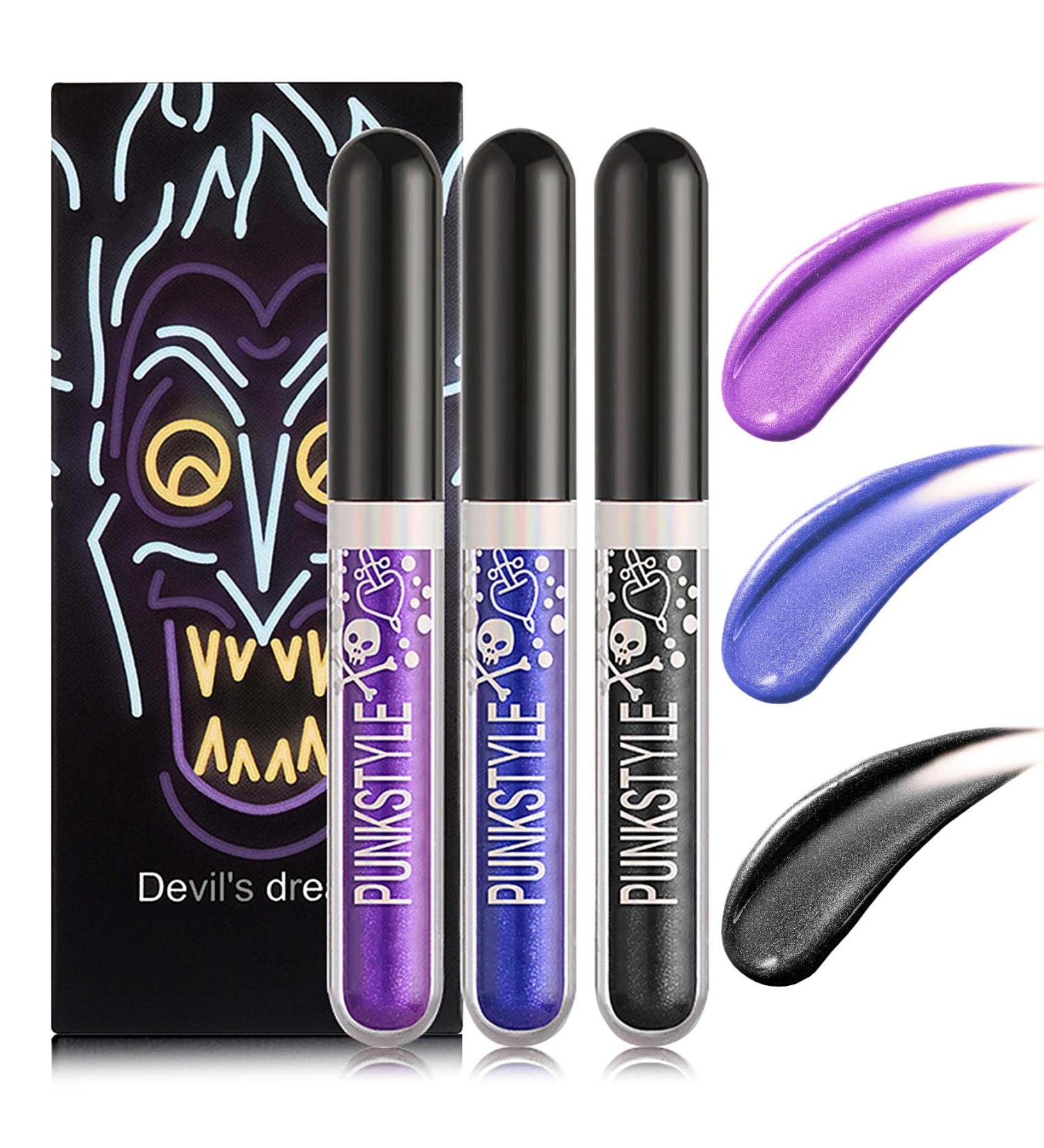 3 Pcs Matte Liquid Glitter Lipstick Set | Long Lasting Waterproof & High Pigment | Perfect for Halloween Makeup - Buy Online on GoSupps.com