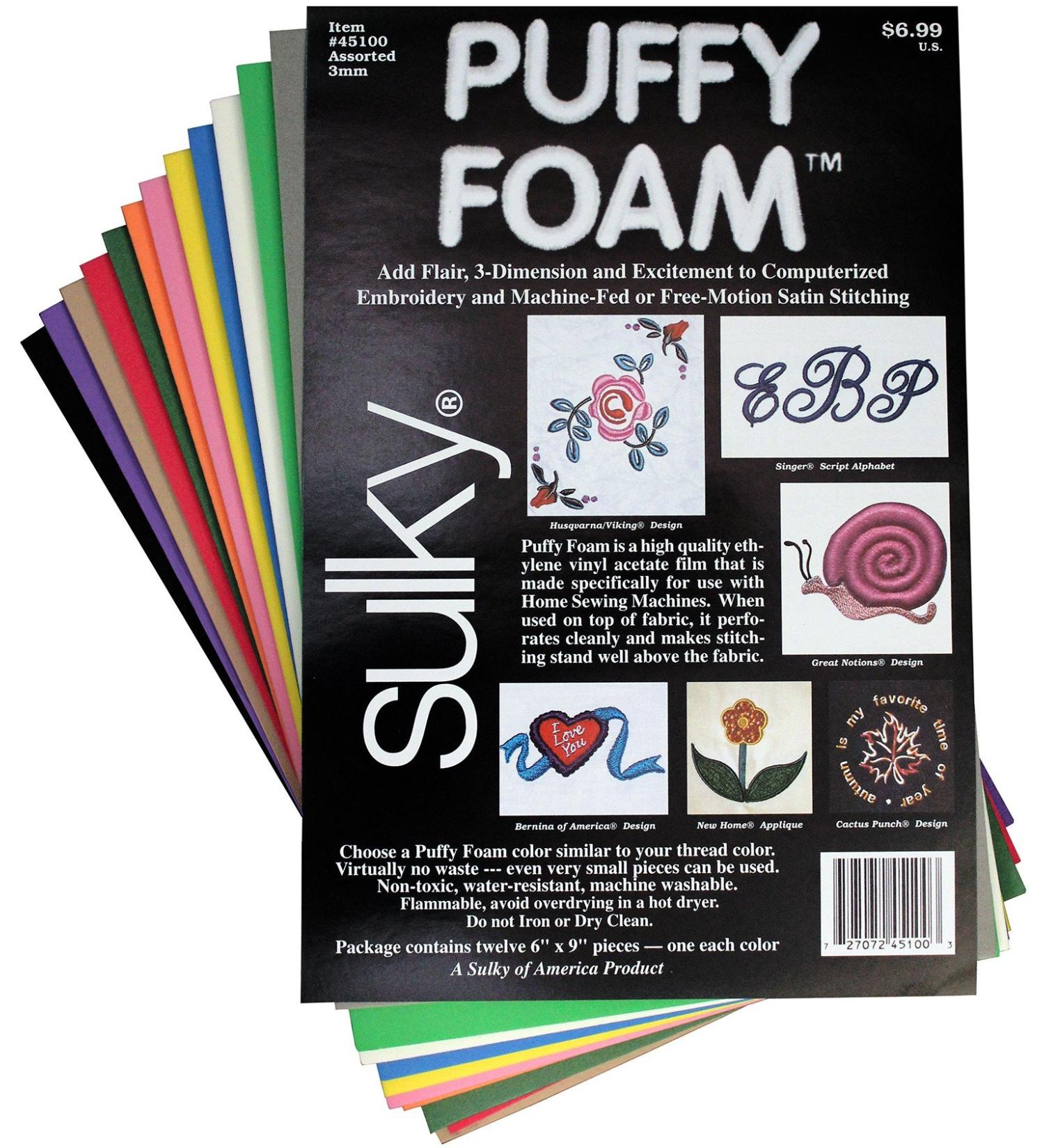 Sulky Of America 12 Color 3mm Puffy Foam Assortment  6 by 9 (45100S)