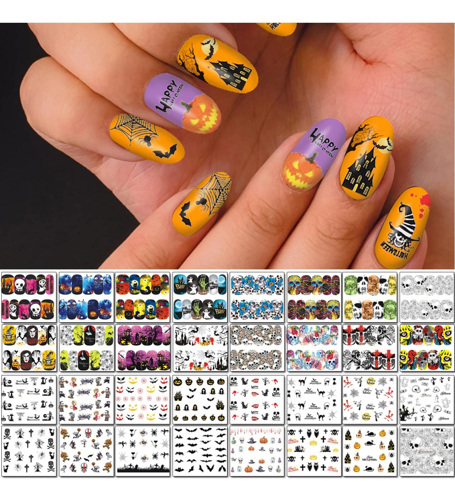 Shop TailaiMei 48 Sheets Halloween Water Transfer Nail Art Stickers - DIY Nail Decals for Halloween Party - Buy Online on GoSupps.com