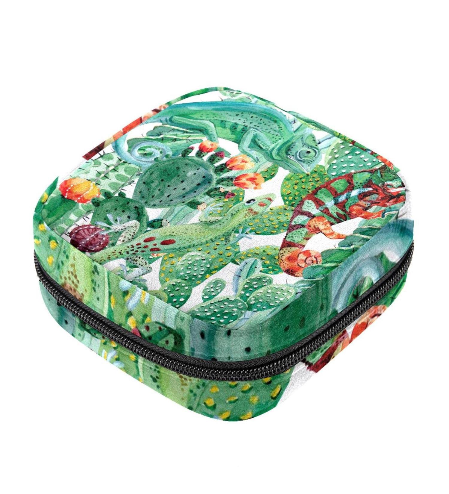 Menstrual Bag with Zipper for Women & Girls - Chameleon & Cactus Designs | Stylish & Practical - Buy Online on GoSupps.com