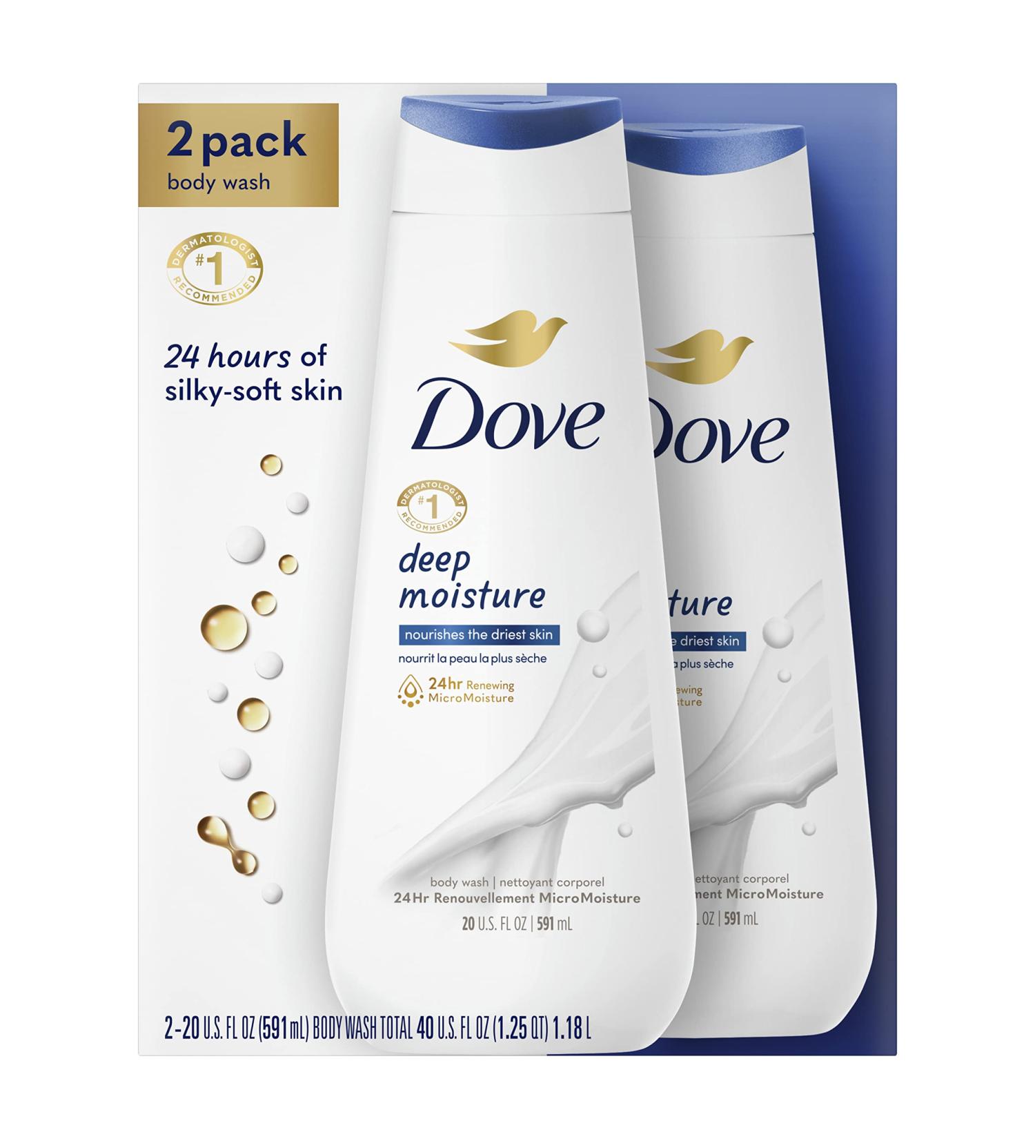 Dove Deep Moisture Body Wash 2 Pack - 20 oz, Moisturizing Cleanser for Dry Skin - Buy Online on GoSupps.com