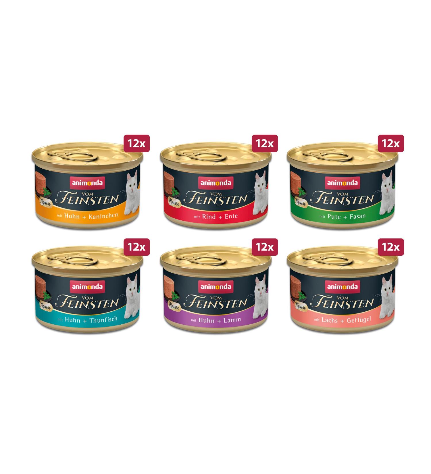 animonda vom Feinsten Mousse wet cat food wet cat food for adult cats sugar-free mousse variety 1 x 72 x 85 g