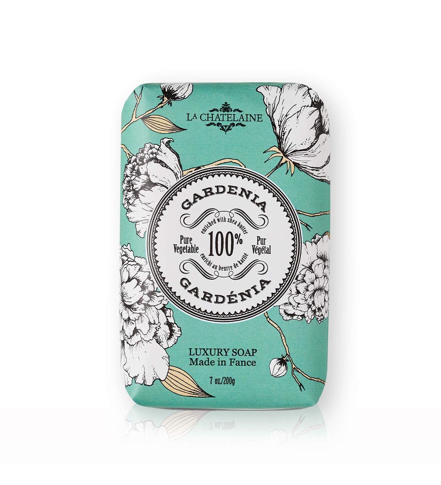 La Chatelaine Luxury Bar Soap | Natural Shea Formula | 7 oz (Gardenia, 7 oz) Gardenia 7 Ounce