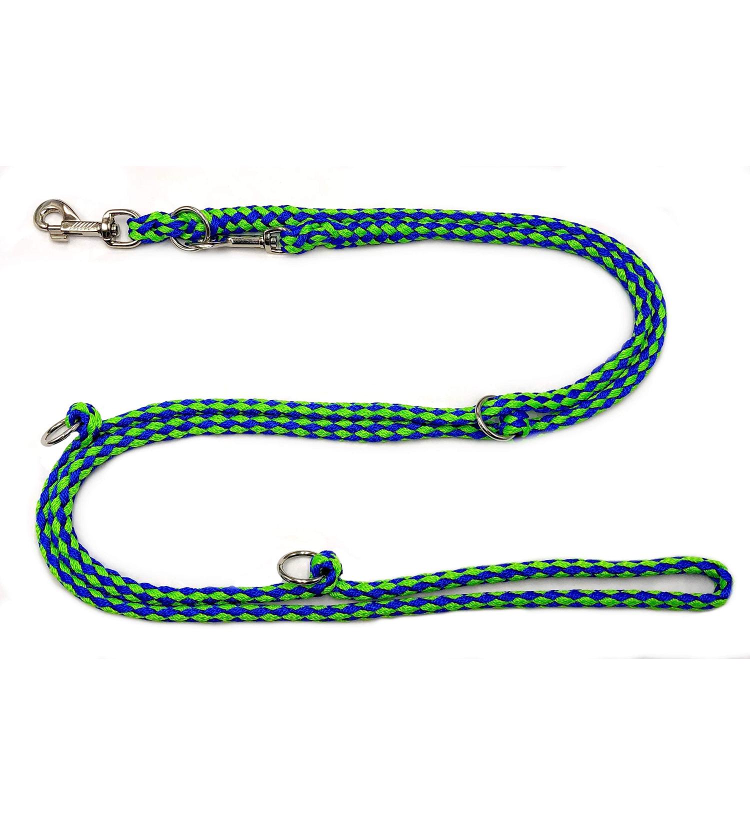 Dog leash double leash training leash for medium dogs up to 45 kg over 39 colors very stable (3.50 m Miami) 3.50 m blue-green