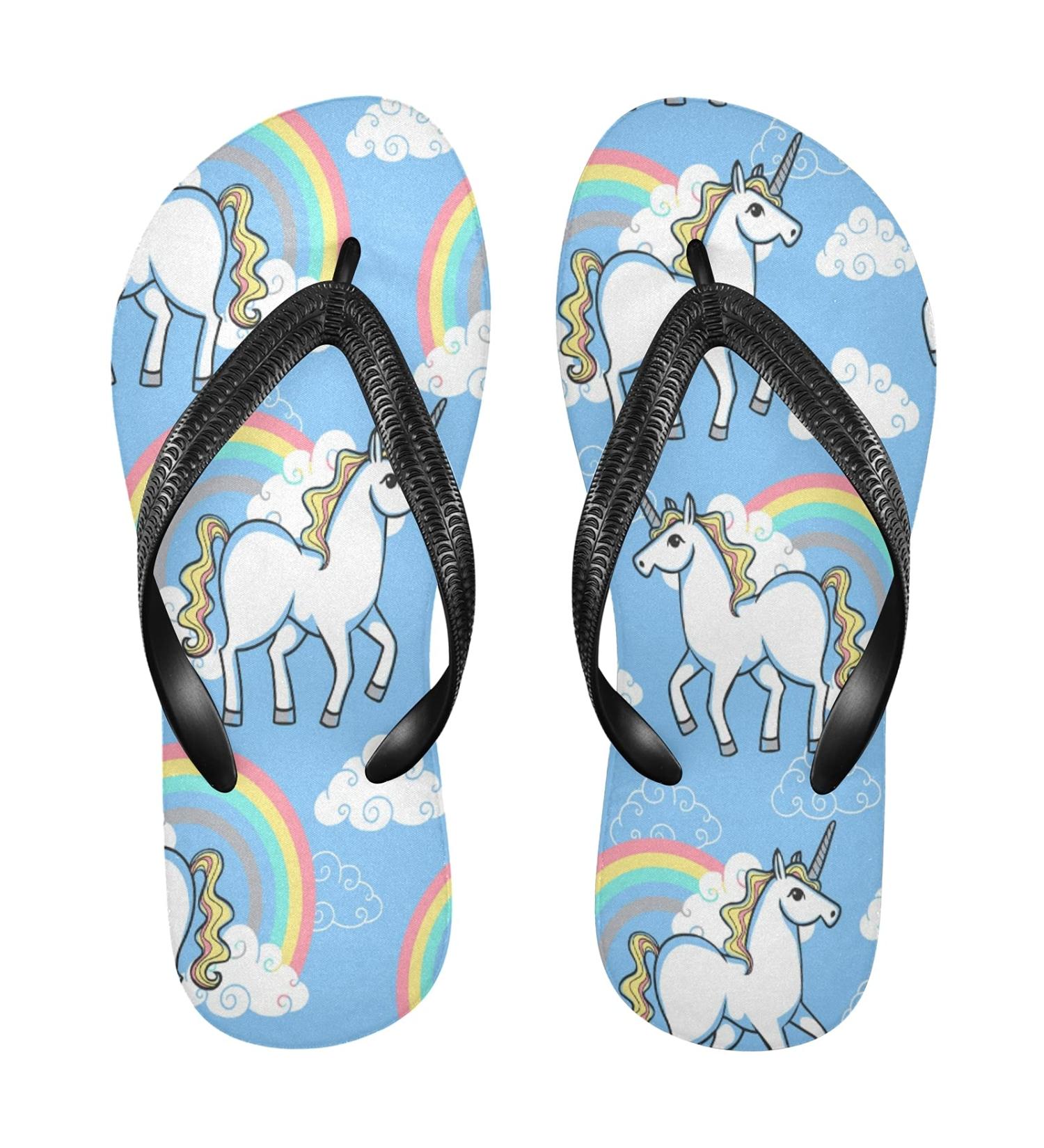 Mnsruu Cartoon Unicorn Horse Rainbow Cloud Flip Flop Sandals - XL Home Slippers for Men & Women | Travel & Spa Comfort - Buy Online on GoSupps.com