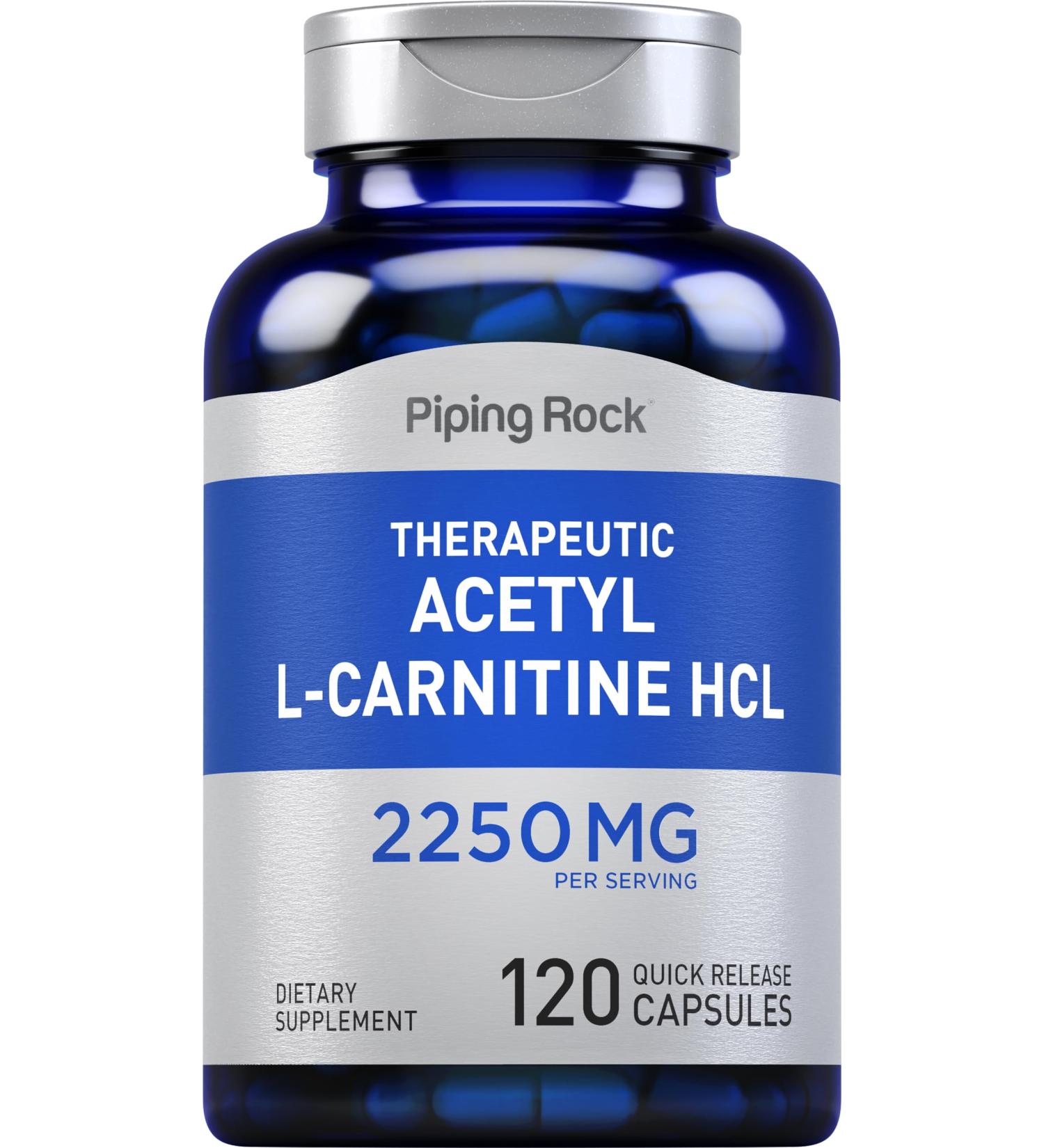 Piping Rock Acetyl L-Carnitine 2250 mg | 120 Capsules | Non-GMO Gluten Free Therapeutic HCL Supplement - Buy Internationally - Buy Online on GoSupps.com