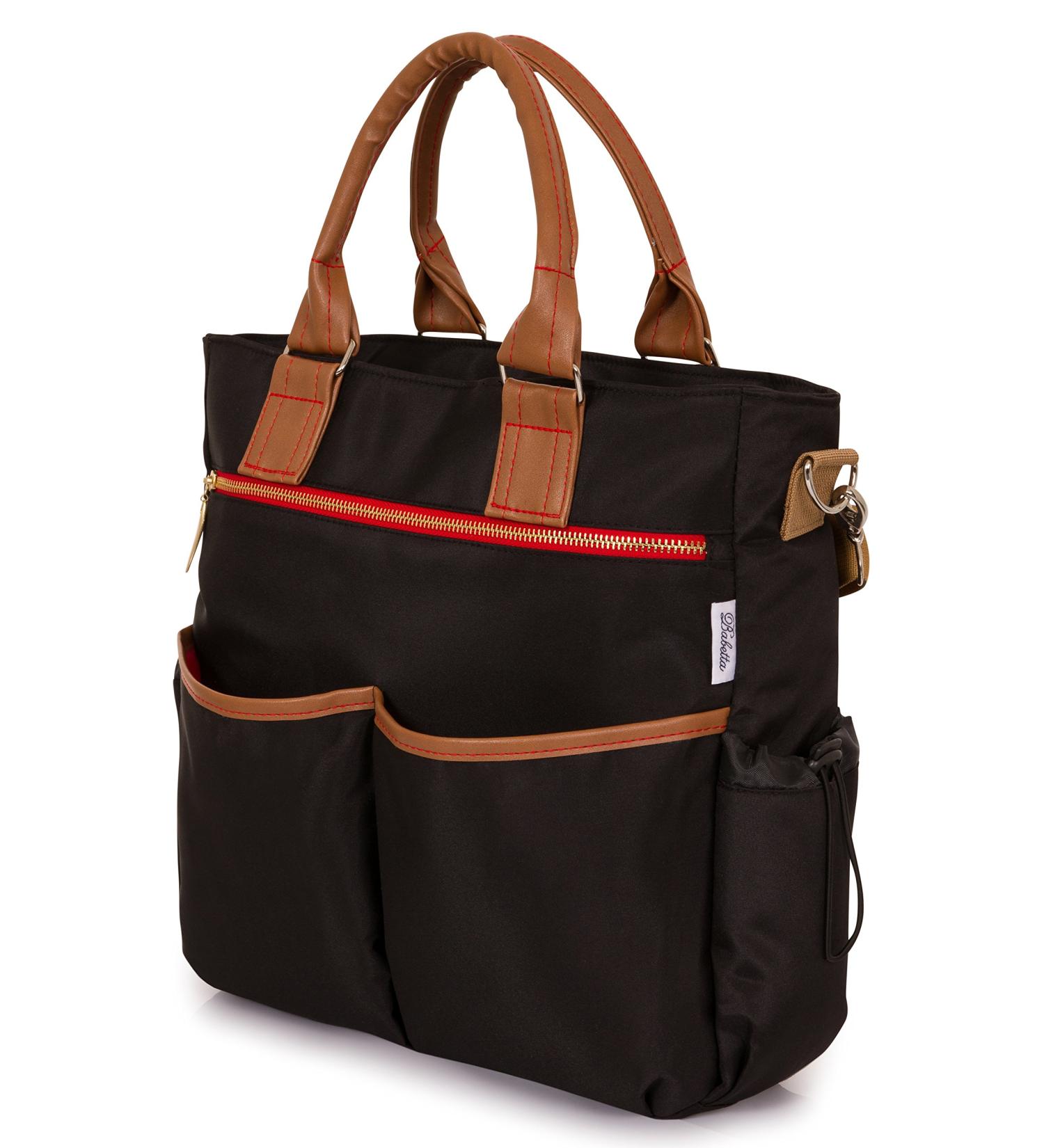 Babetta Baby Changing Bag - Durable Lightweight Luxury Stylish Satchel with Wipe Clean Fabric and Shoulder Strap + Changing Mat (Black) - Buy Online on GoSupps.com