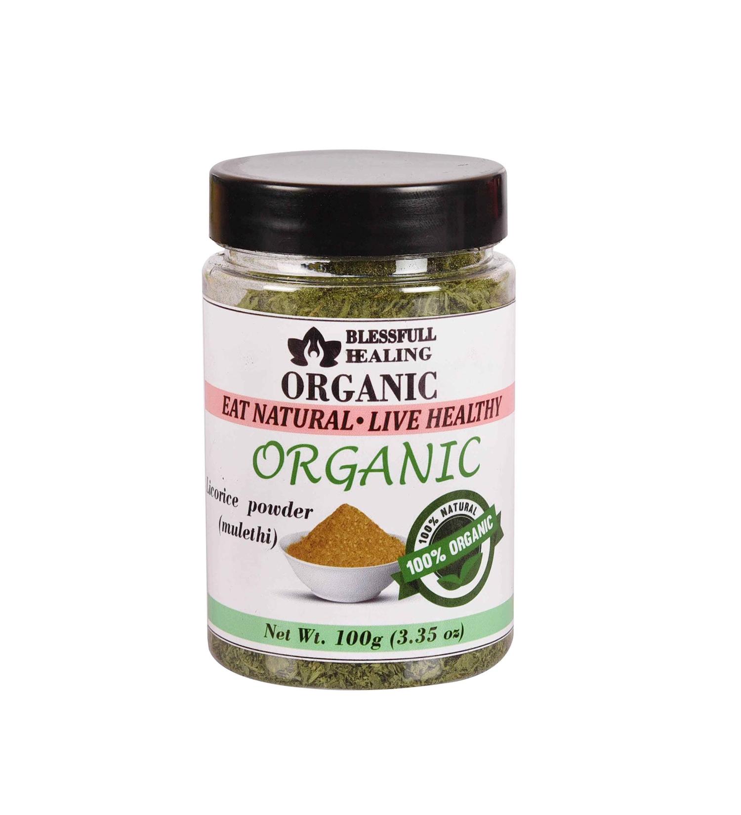 Blessfull Healing Organic Licorice Powder (Mulethi) 100 Gram Airtight Container (Packing May Vary) 100 Gram 3.35 oz - Buy Online on GoSupps.com