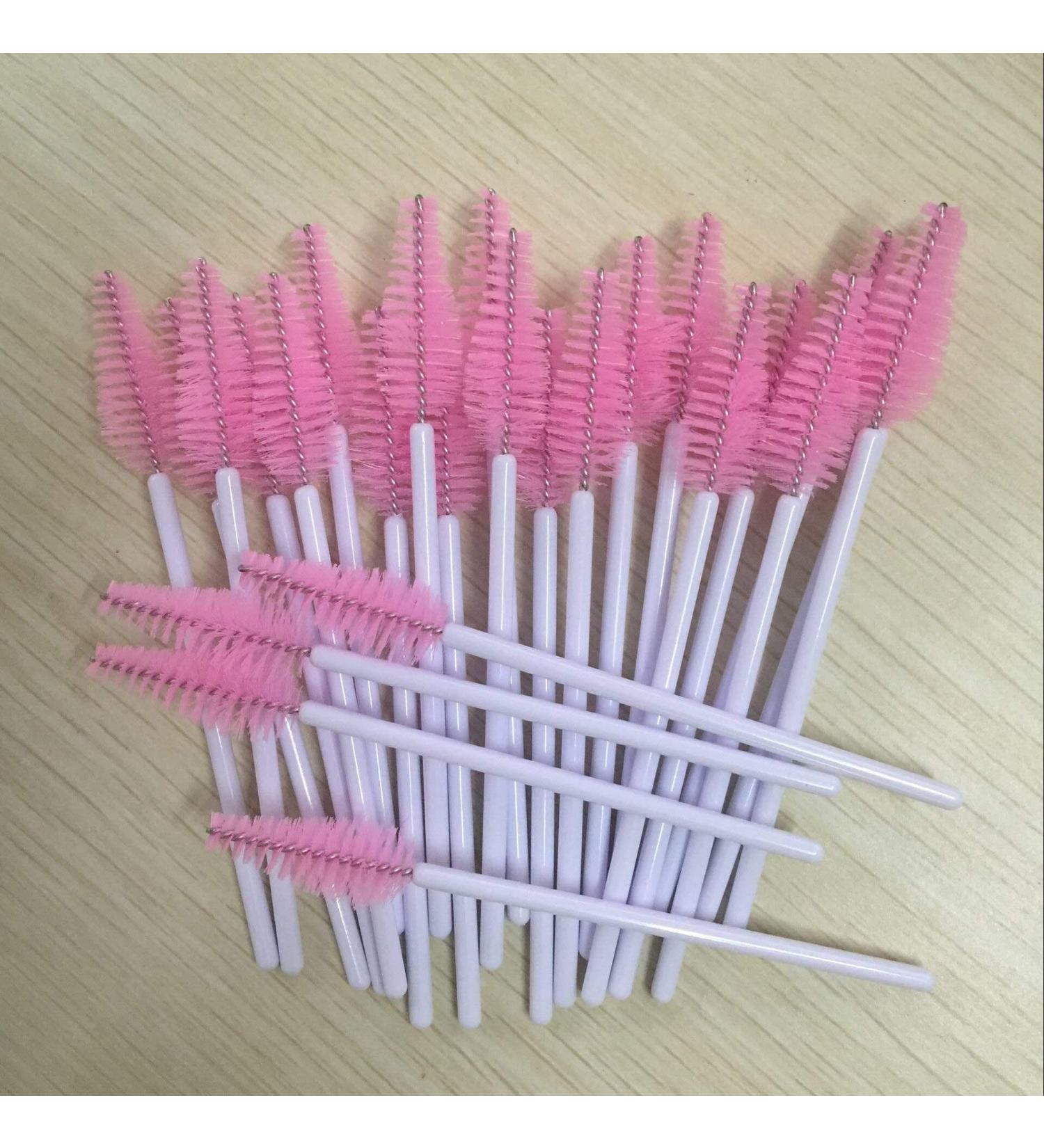 Make Up Brushes 500pcs Teardrop-Shaped Makeup Brushes Disposable Eyelash Brushes Black Wands Nylon Eyelash Comb Brushes Make Up Brushes - (Handle Color: White Wand)
