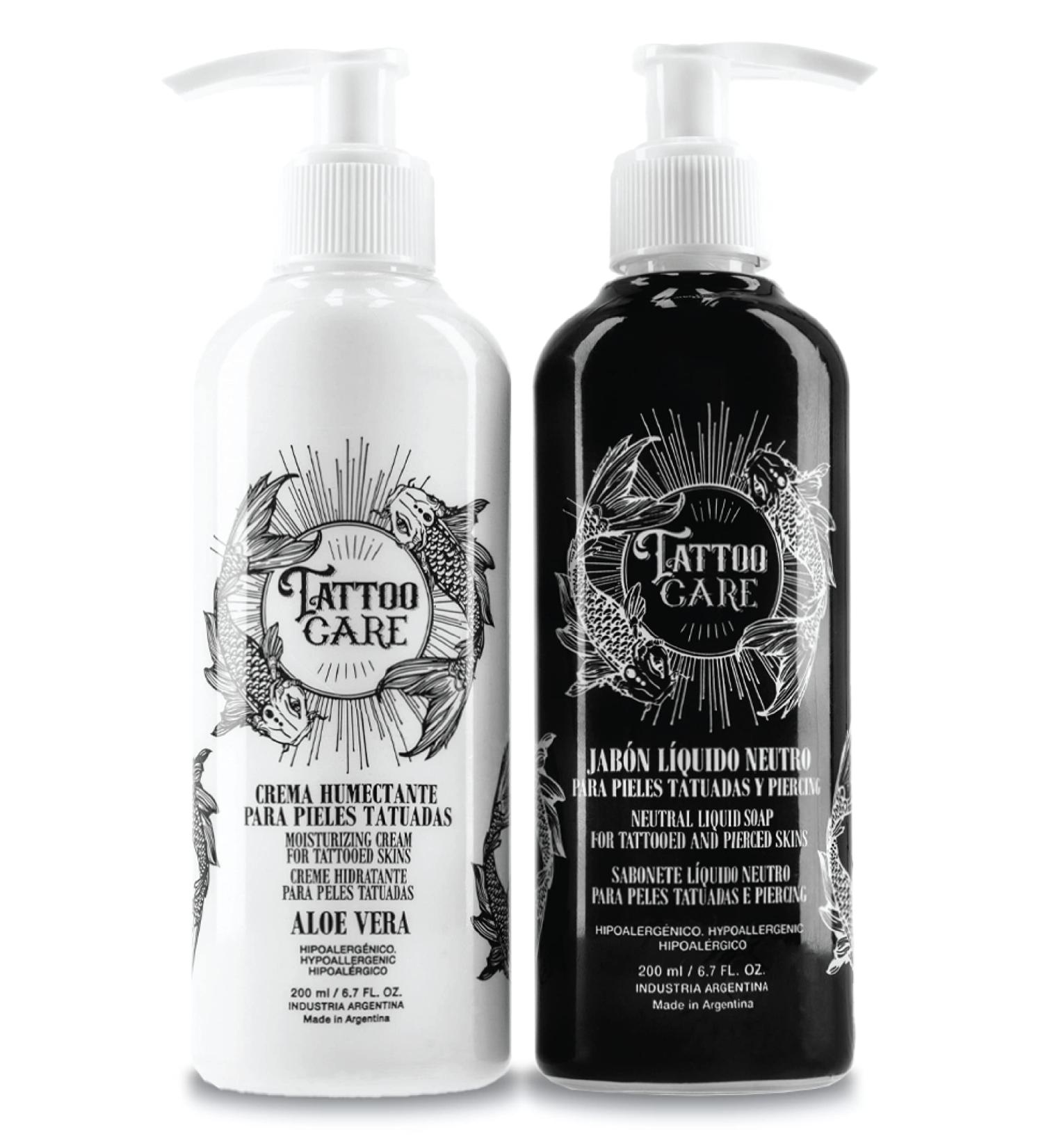 Tattoo Aftercare Kit - 6.7 fl oz Cream & Soap for Healing, Protection, and Brightening of New & Old Tattoos. With Vitamin A & E, Petroleum-free, and Paraben-free. Tattoo Soap & Brightening Moisturizer for Enhancing Tattoo's Appearance - Buy Online on GoSupps.com