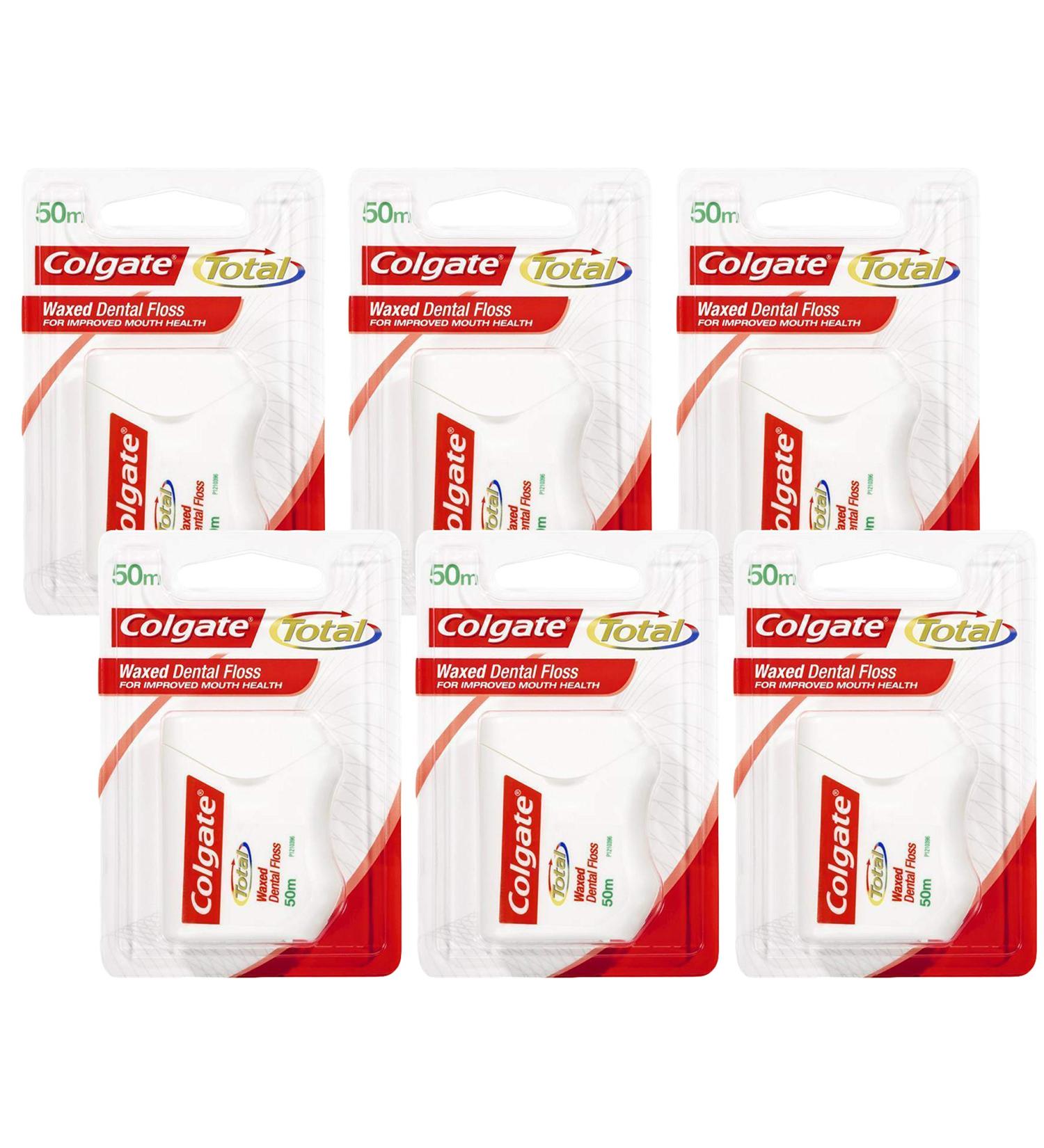 Colgate Waxed Dental Floss 50 m (Pack of 6)
